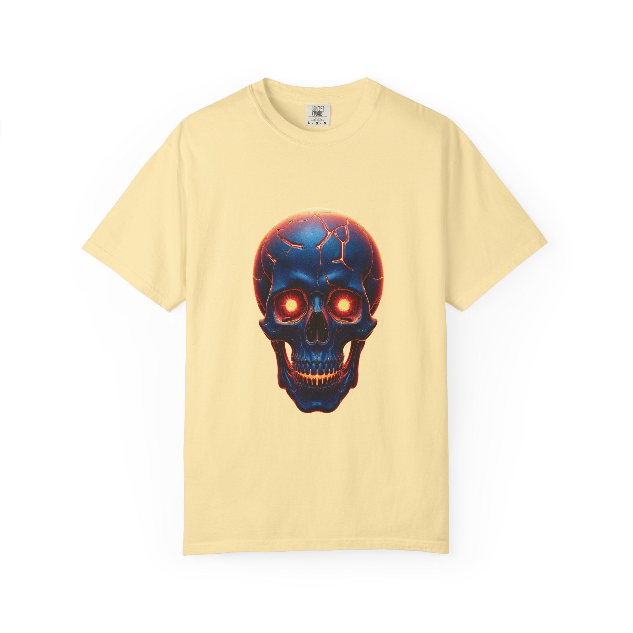 Glowing Neon Skull T-shirt | Fiery Skull Graphic Tee