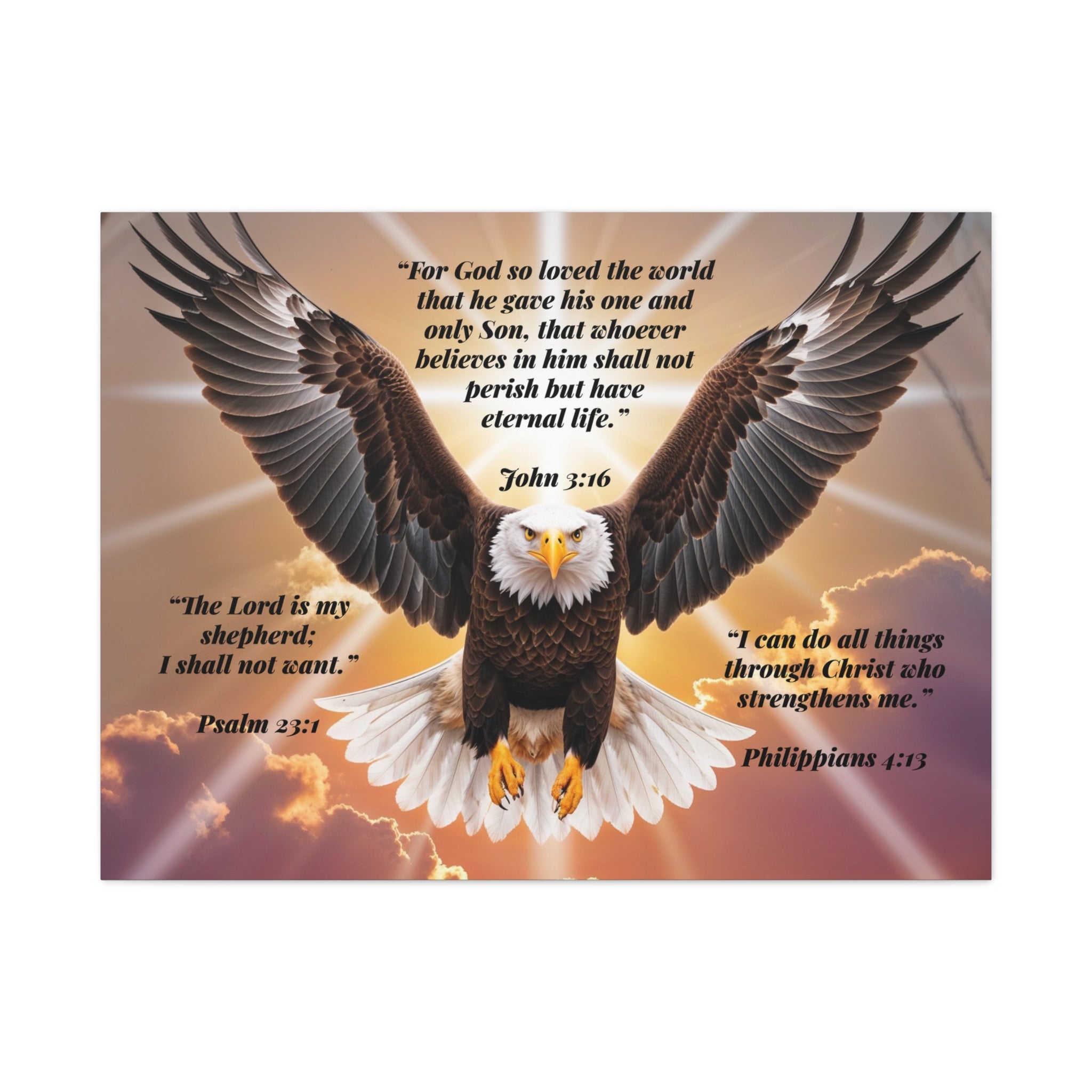 Bald Eagle with Bible Verses Canvas