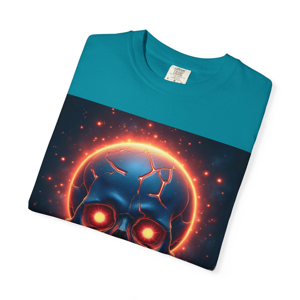 Glowing Neon Skull T-shirt | Fiery Skull Graphic Tee