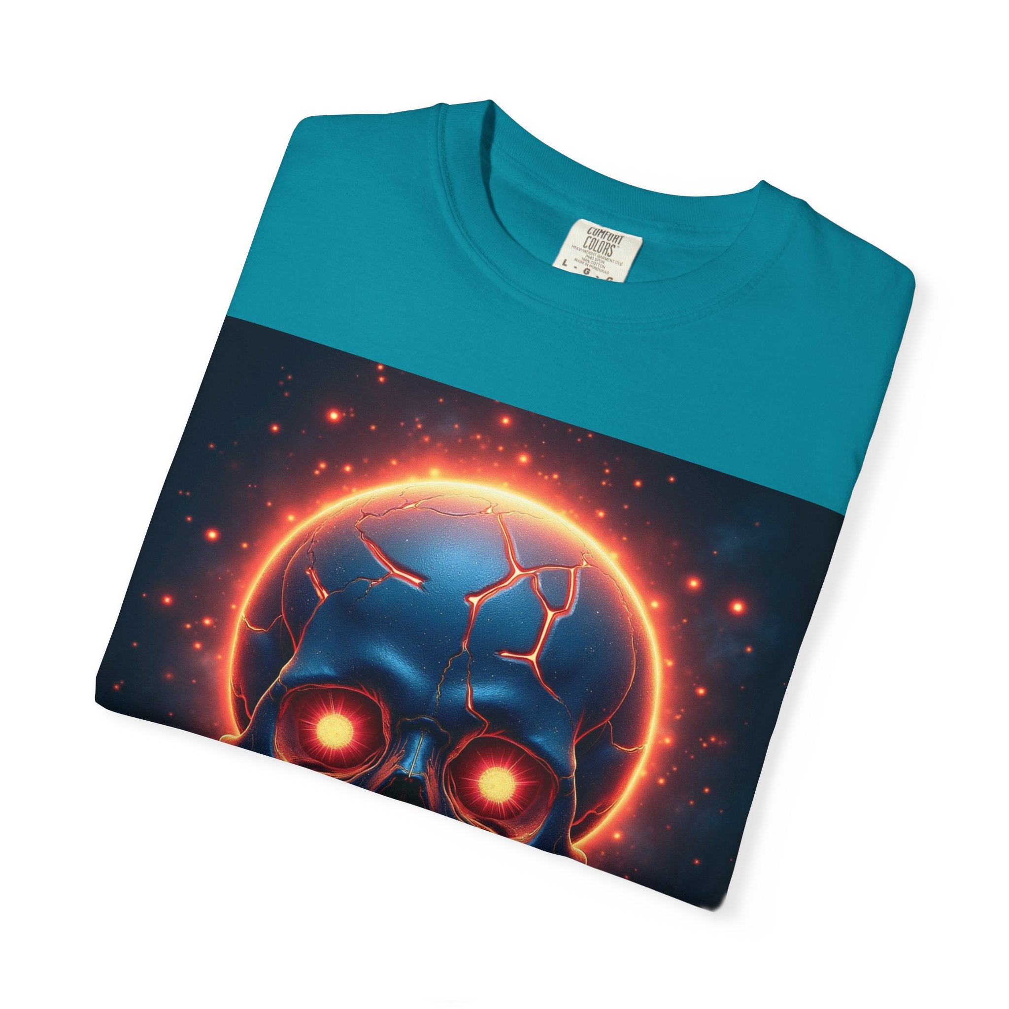Glowing Neon Skull T-shirt | Fiery Skull Graphic Tee