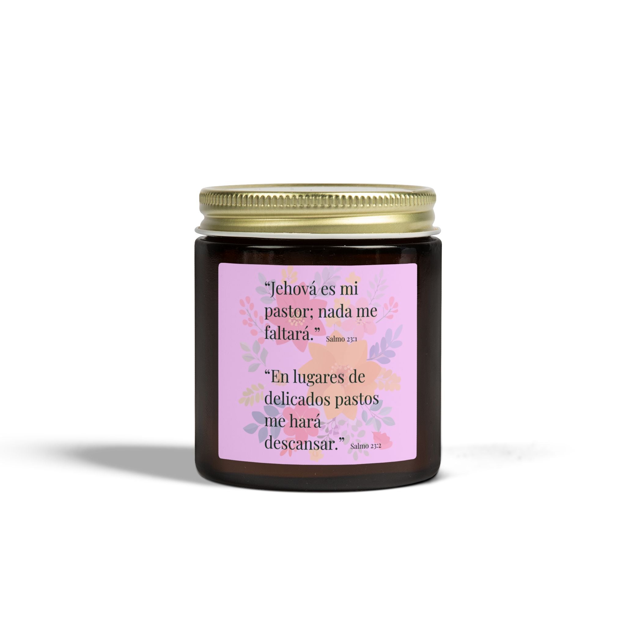 Biblical Spanish Scripture Candle Coconut Apricot Wax Jar