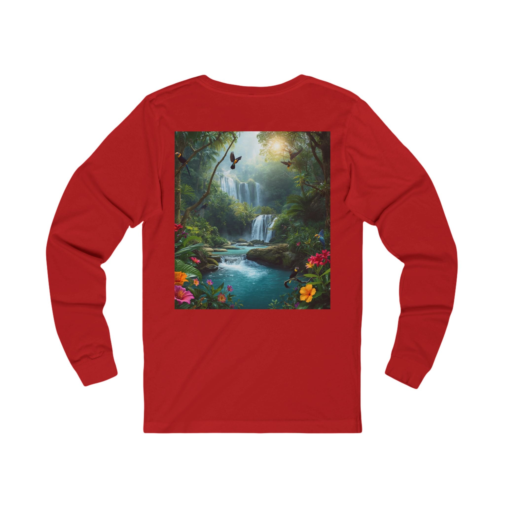 Tropical Waterfall Landscape Tee | Long Sleeve Nature Shirt