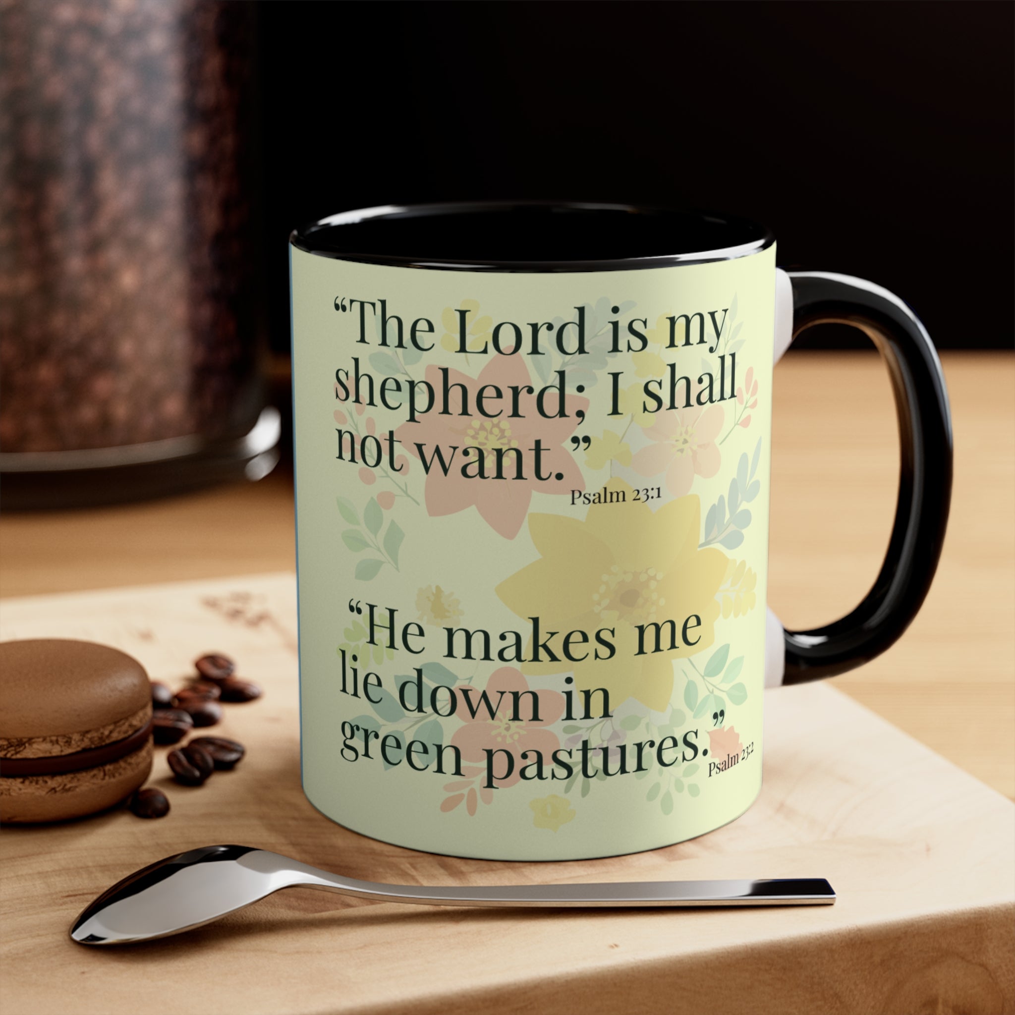 Lion Illustration Accent Mug | Scripture Verse Coffee Cup