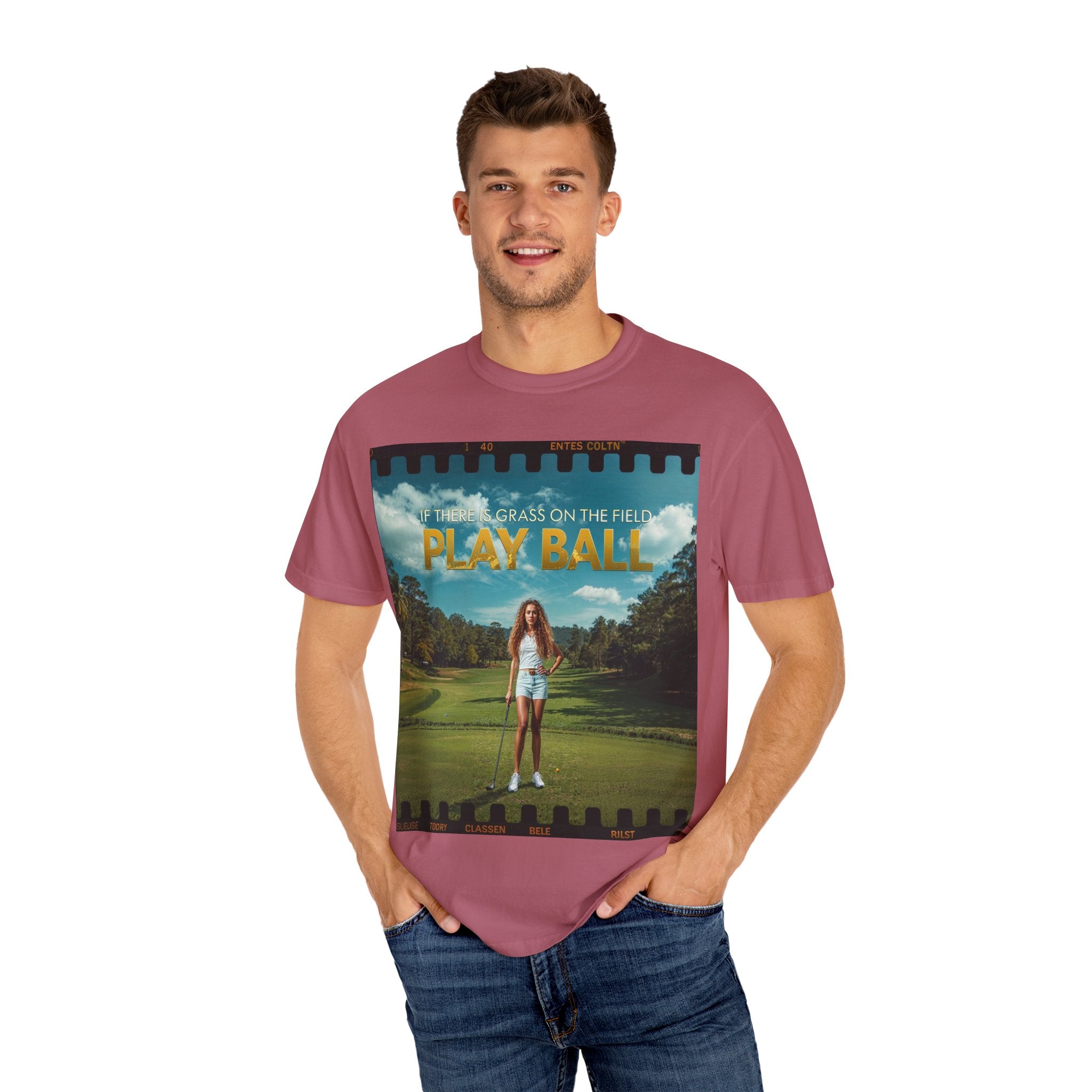 Play Ball golf scene T-shirt | retro golf course photo tee