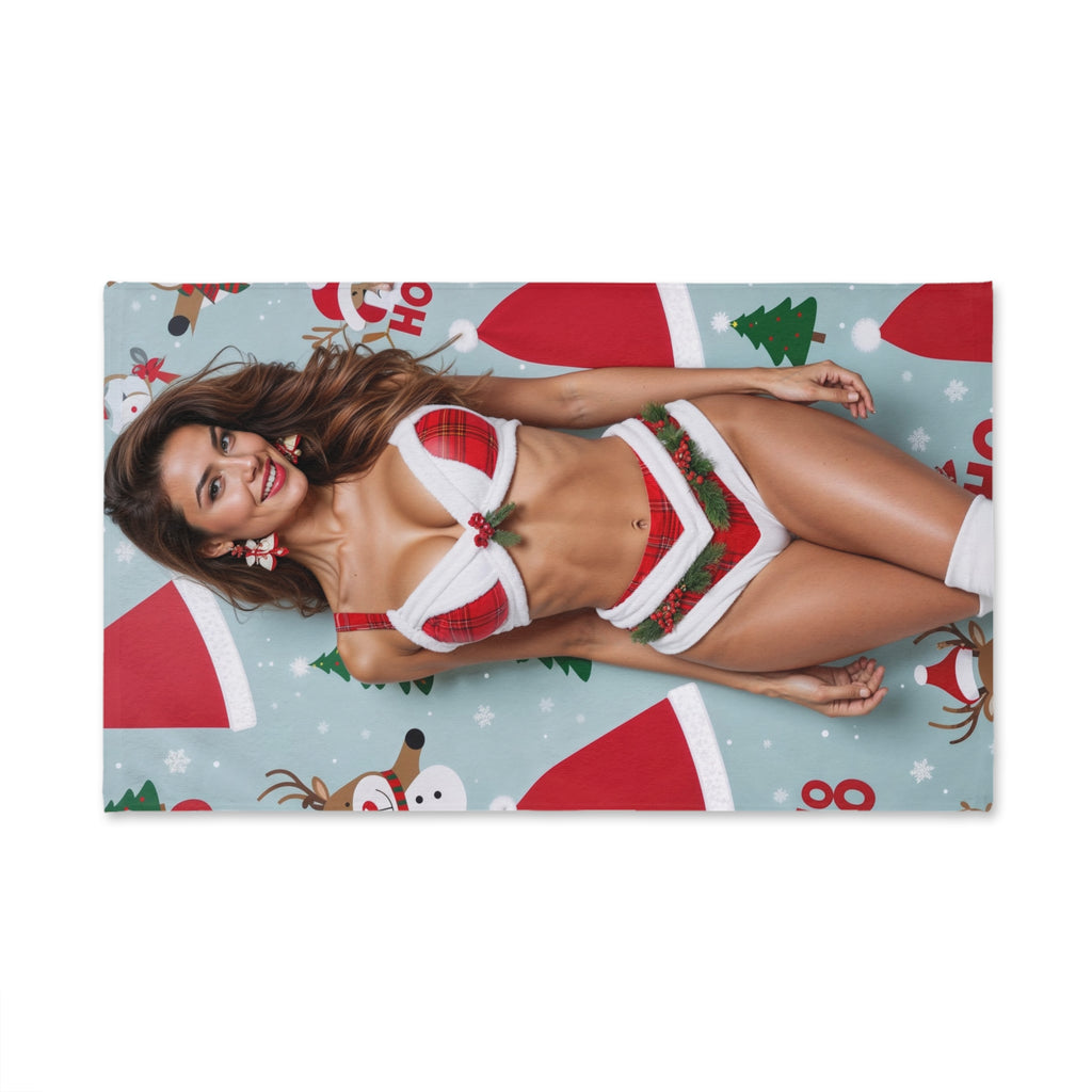 Sexy Santa Bikini Pinup Hand Towel | Christmas Holiday Pinup, Santa Hat Pattern