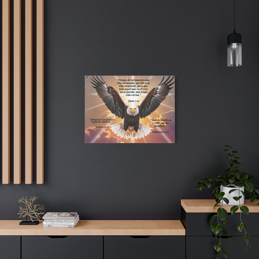 Bald Eagle with Spanish Bible Verses Canvas