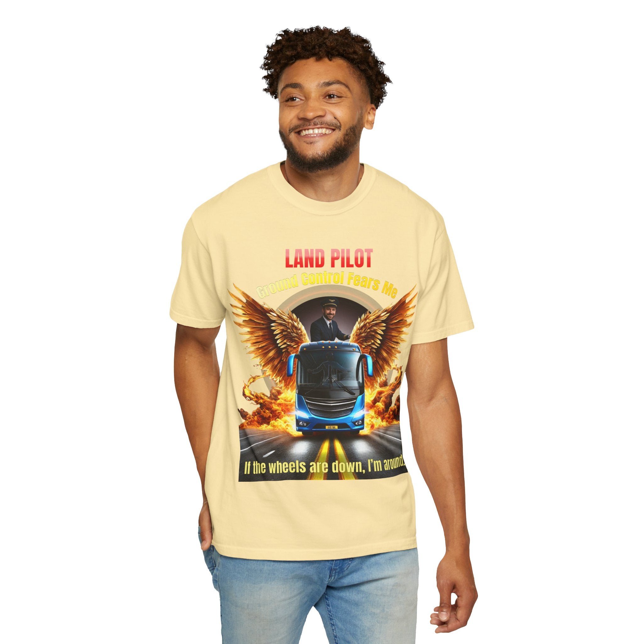 Bus Driver T-Shirt — "Land Pilot" & "If the wheels are down, I'm around" Graphic Tee