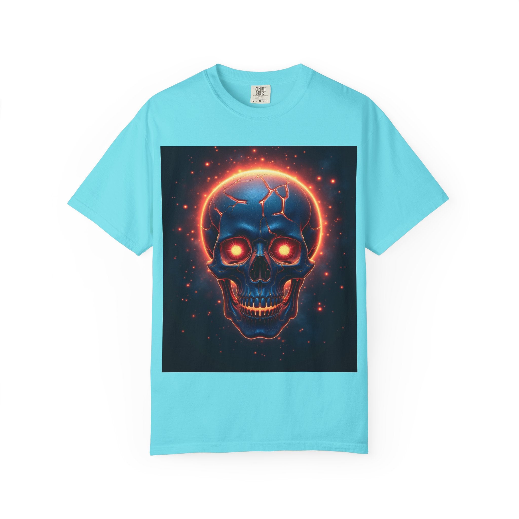 Glowing Neon Skull T-shirt | Fiery Skull Graphic Tee
