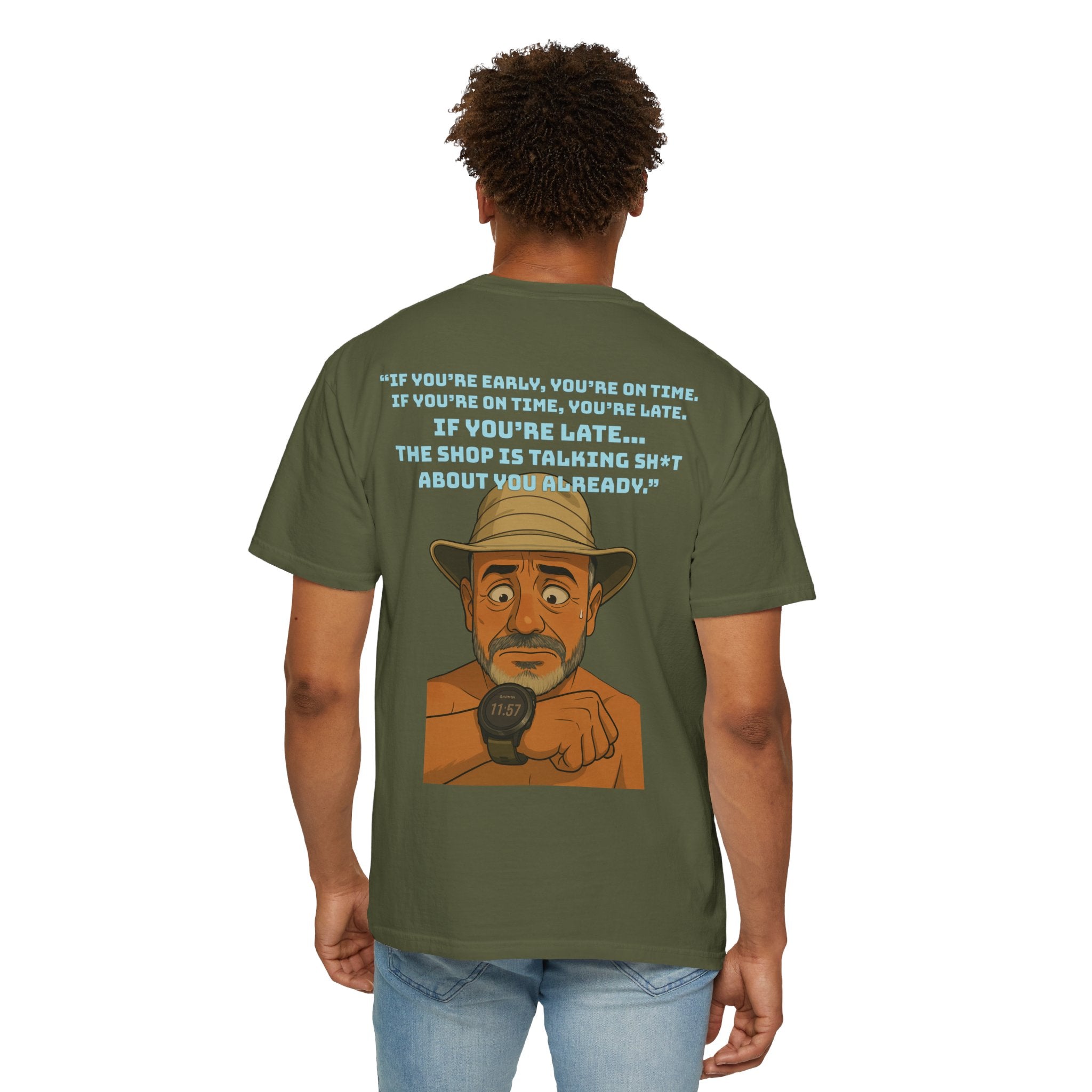 Pocket Graphic T-Shirt — Retro Explorer Watch Illustration & Quote