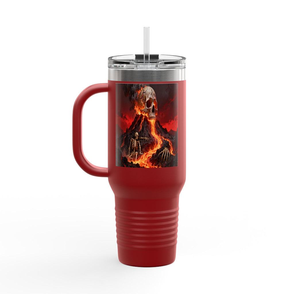 Raven on Skull with Blood Moon Insulated Travel Mug
