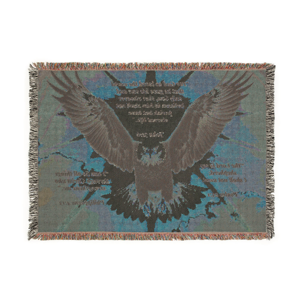 Soaring Bald Eagle Woven Blanket | Inspirational Scripture Throw