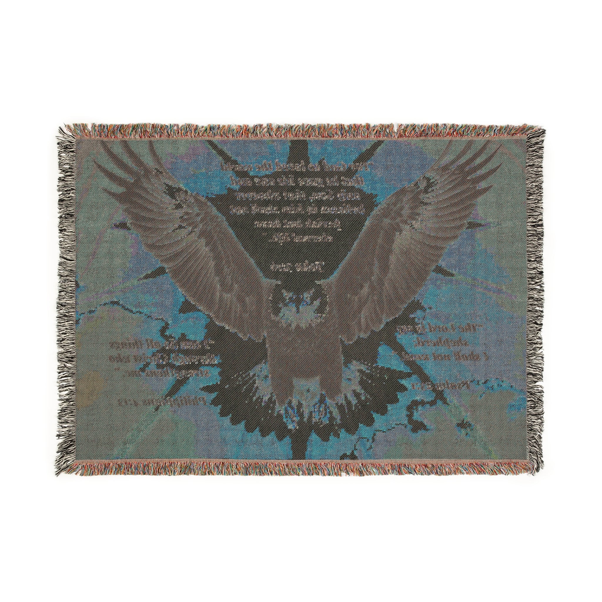 Soaring Bald Eagle Woven Blanket | Inspirational Scripture Throw