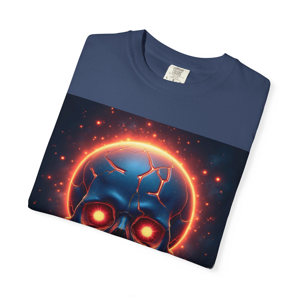 Glowing Neon Skull T-shirt | Fiery Skull Graphic Tee