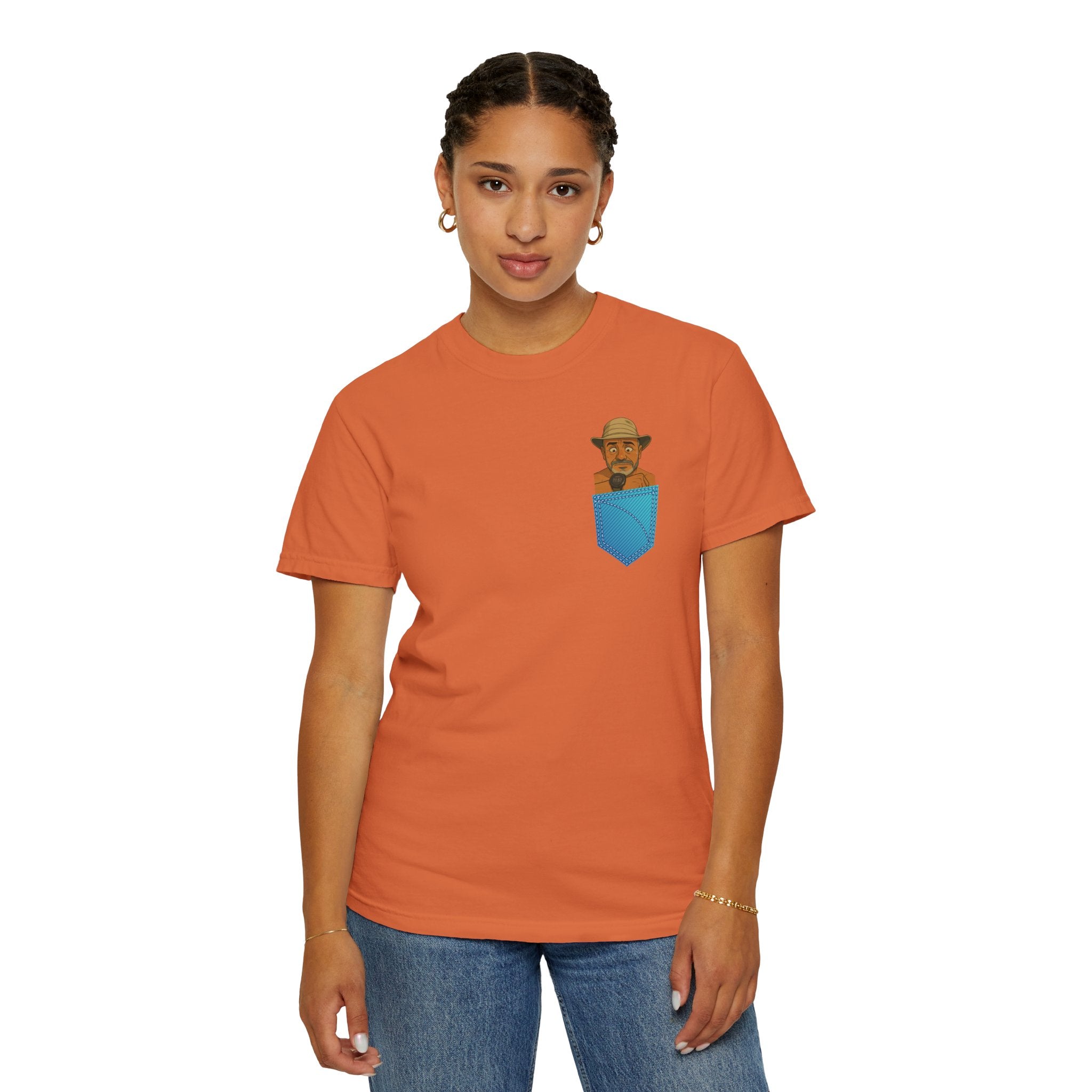 Pocket Graphic T-Shirt — Retro Explorer Watch Illustration & Quote
