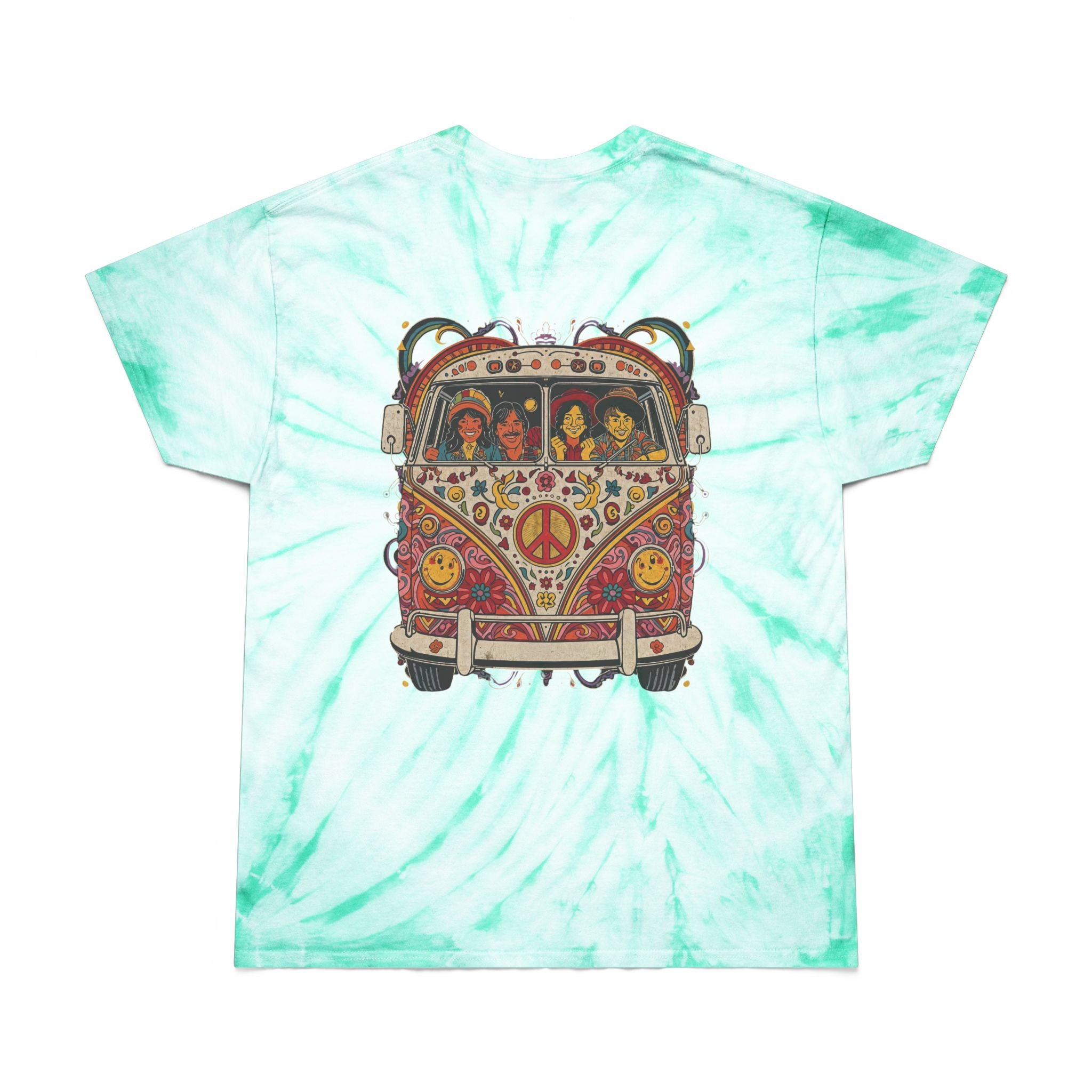 Psychedelic VW Bus Tie-Dye Tee — Retro Peace & Flower Power Graphic