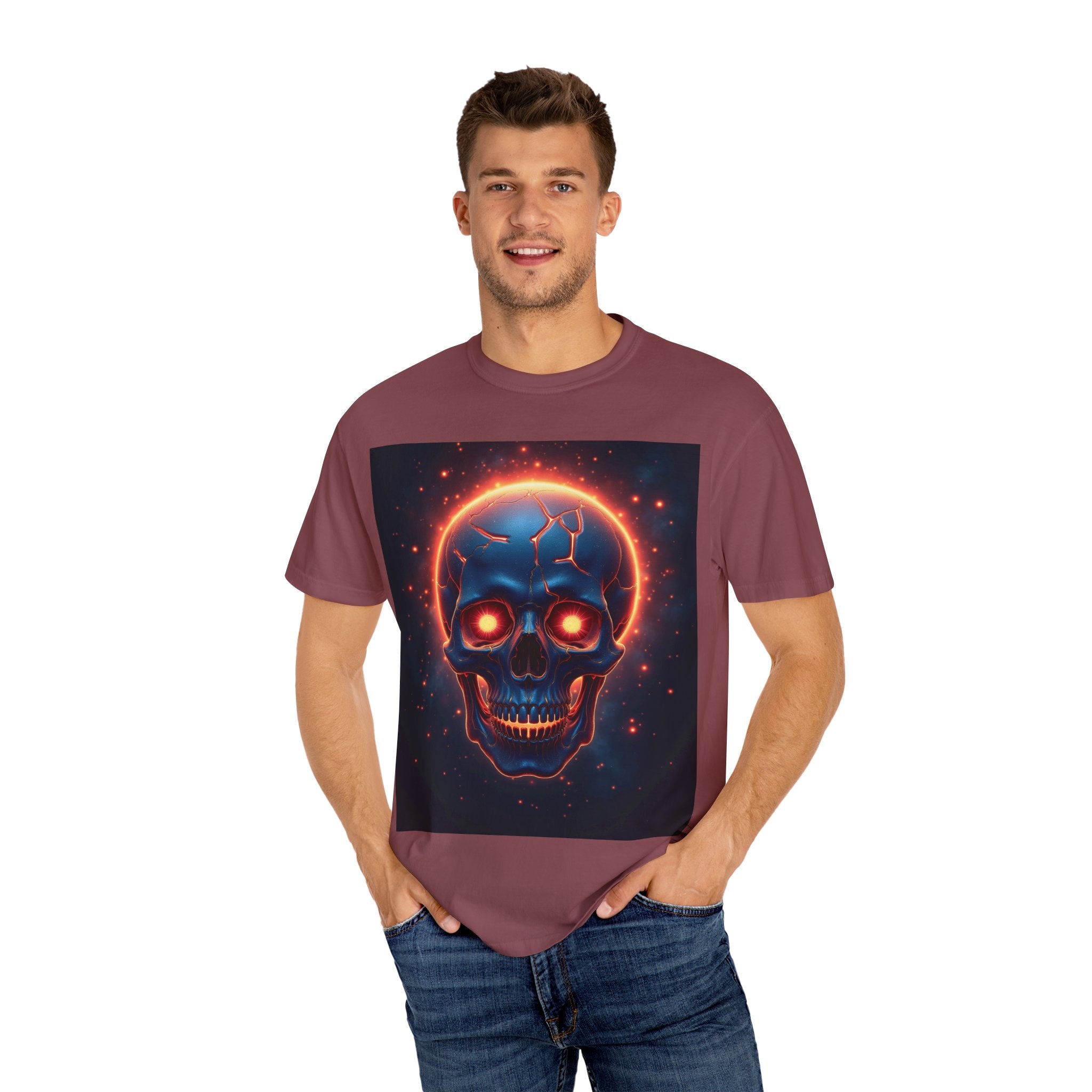 Glowing Neon Skull T-shirt | Fiery Skull Graphic Tee