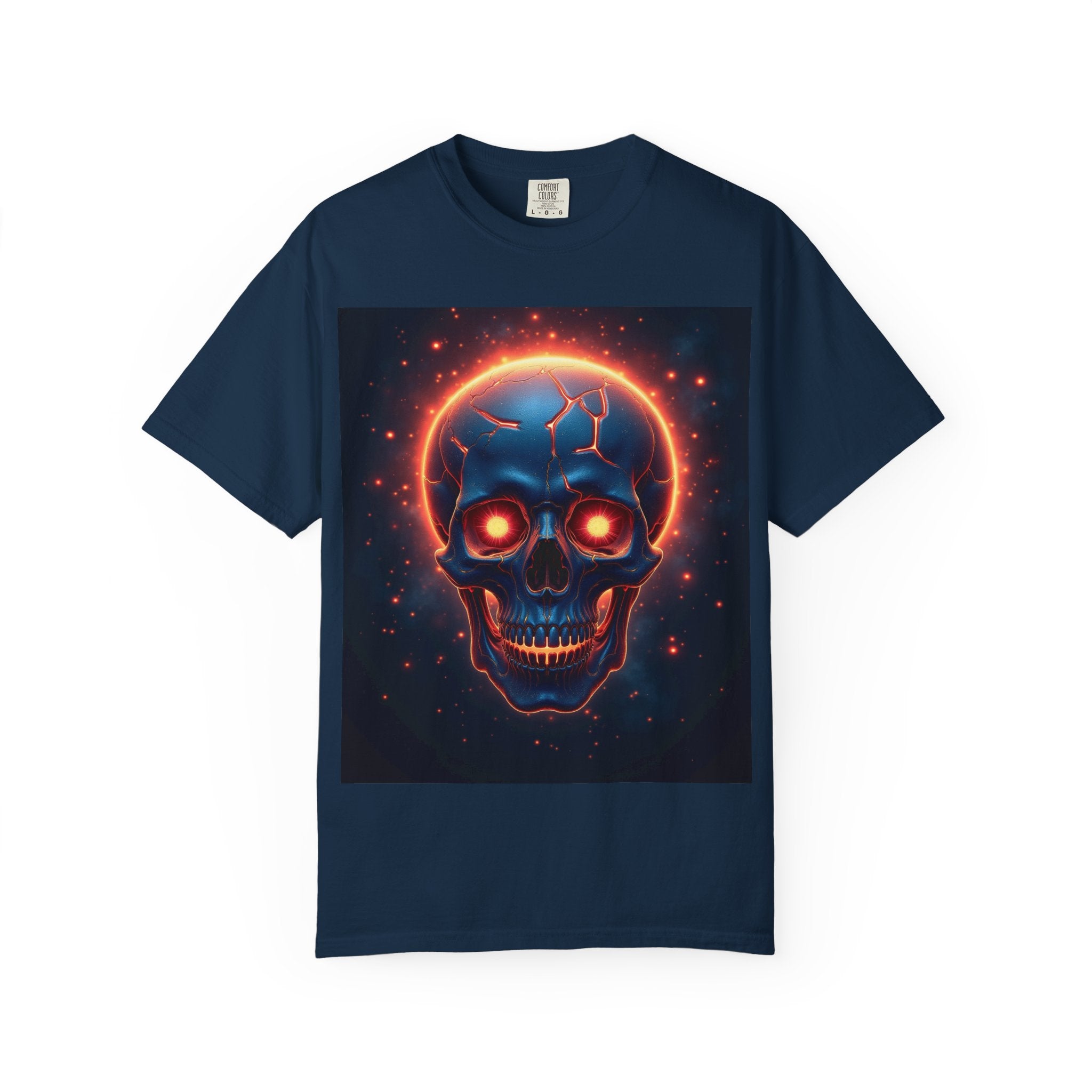 Glowing Neon Skull T-shirt | Fiery Skull Graphic Tee