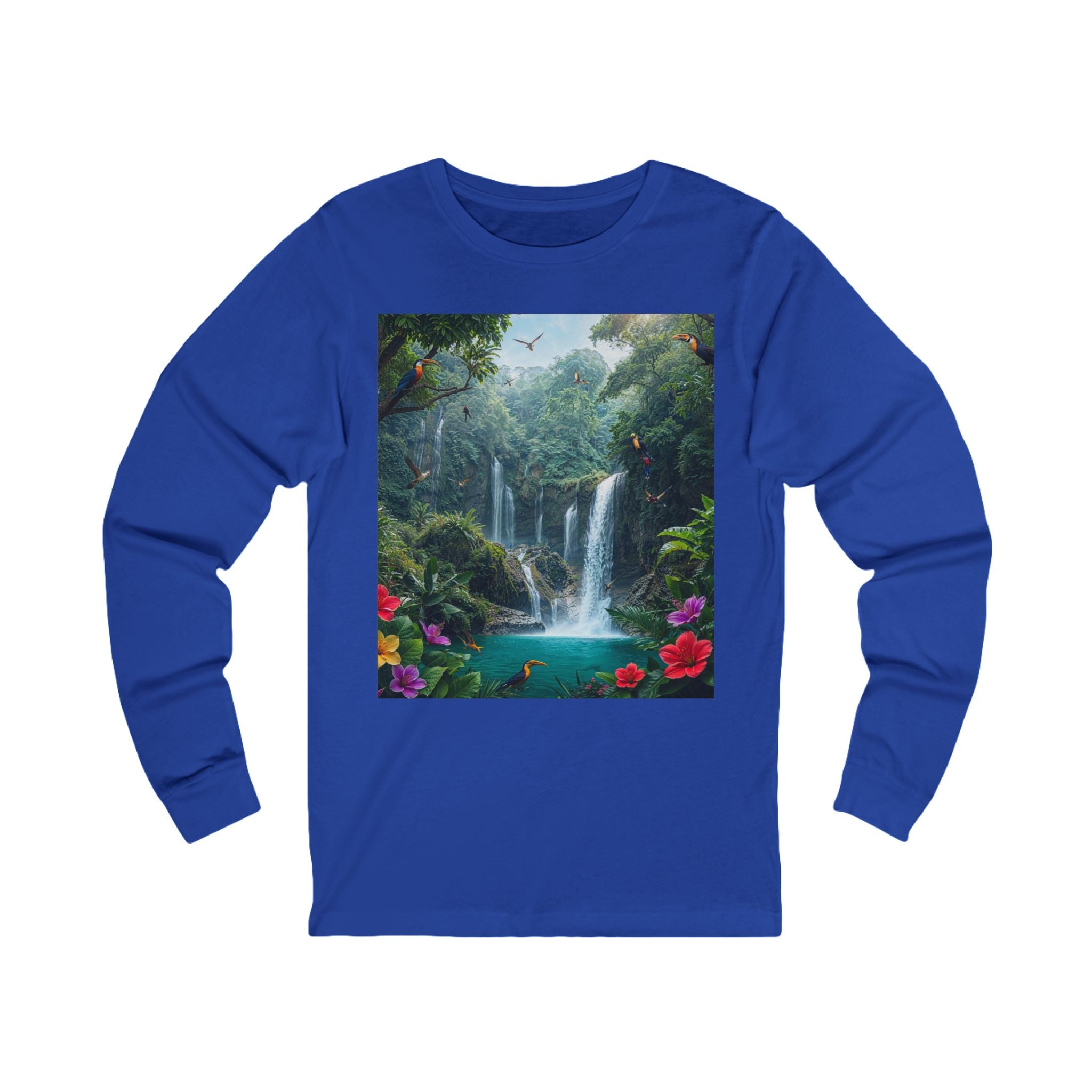 Tropical Waterfall Landscape Tee | Long Sleeve Nature Shirt