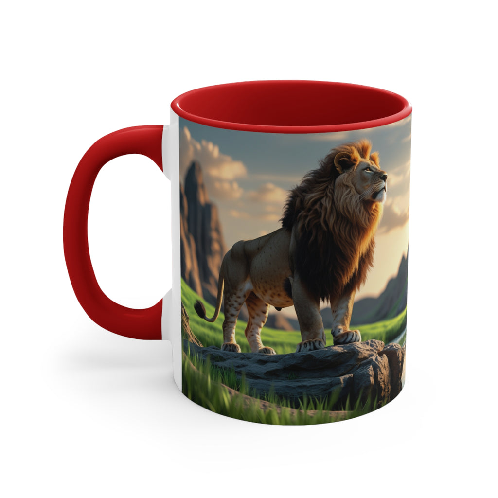 Lion Scene Mug | Accent Pink Interior, Inspirational Scripture Panel
