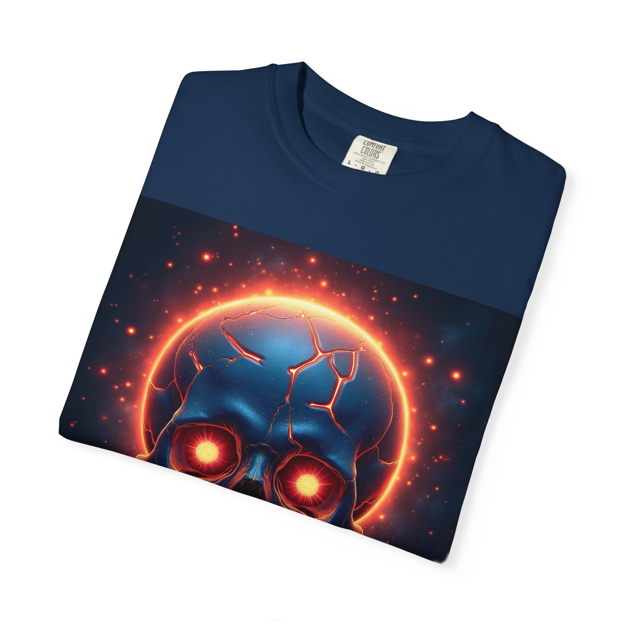 Glowing Neon Skull T-shirt | Fiery Skull Graphic Tee