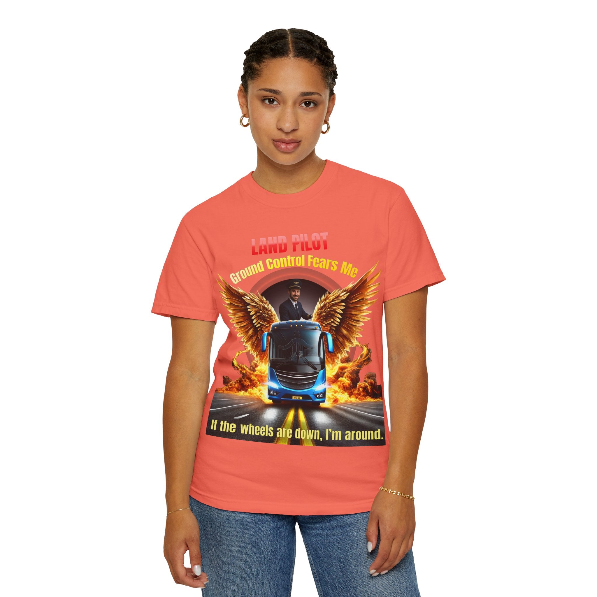 Bus Driver T-Shirt — "Land Pilot" & "If the wheels are down, I'm around" Graphic Tee