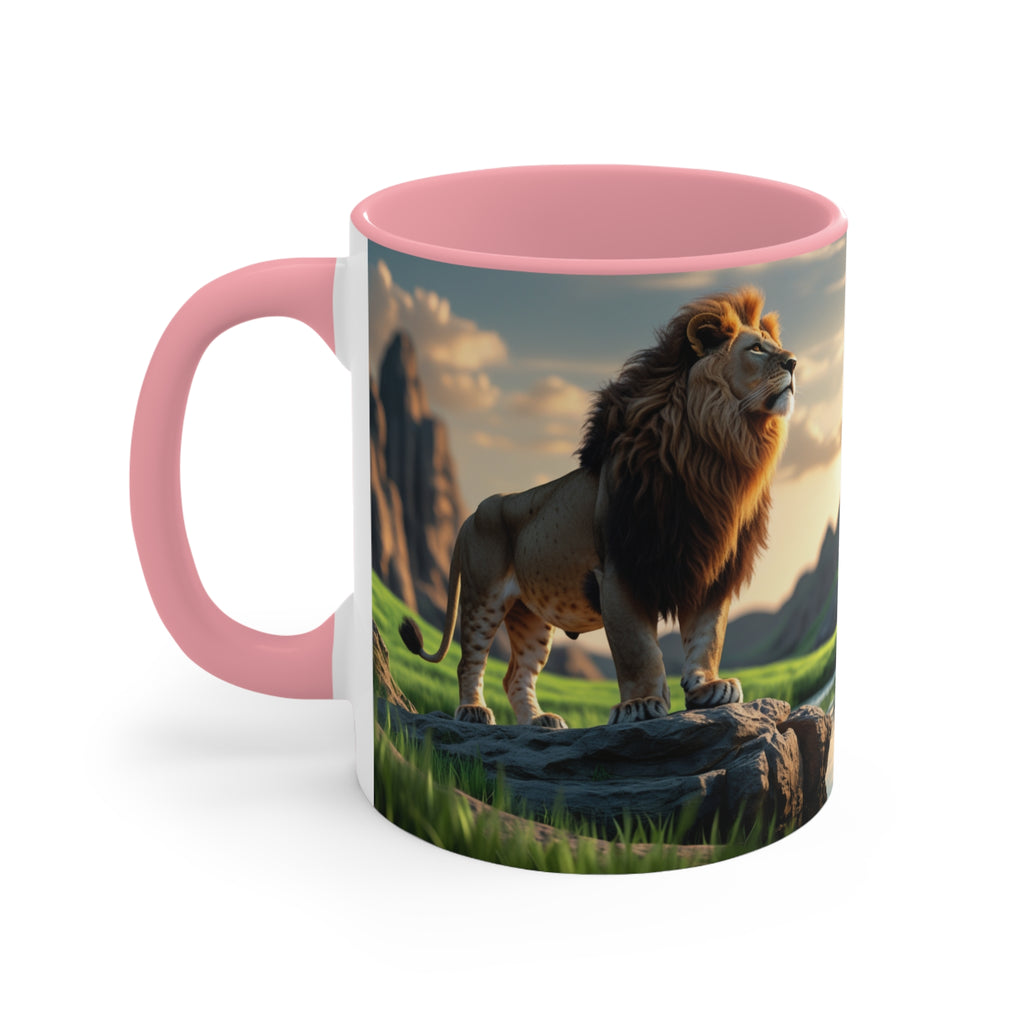 Lion Scene Mug | Accent Pink Interior, Inspirational Scripture Panel