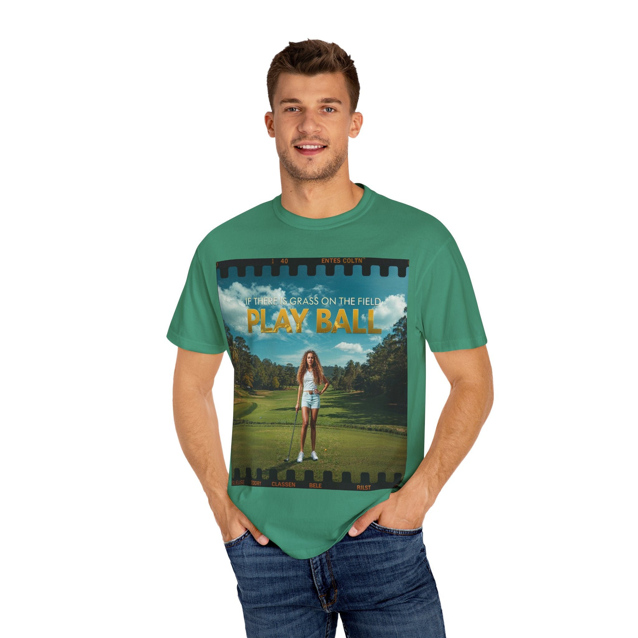 Play Ball golf scene T-shirt | retro golf course photo tee