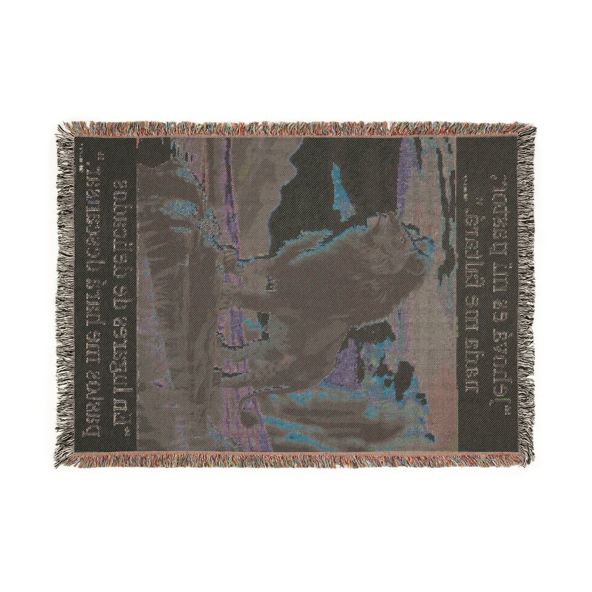 Lion Landscape Woven Blanket Scripture in Spanish | Rustic Western Ranch Throw