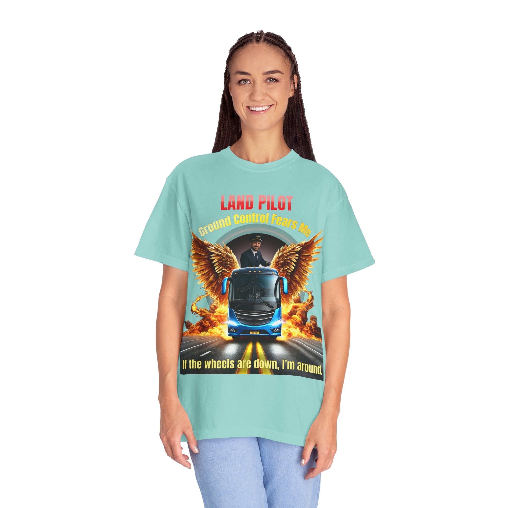 Bus Driver T-Shirt — "Land Pilot" & "If the wheels are down, I'm around" Graphic Tee