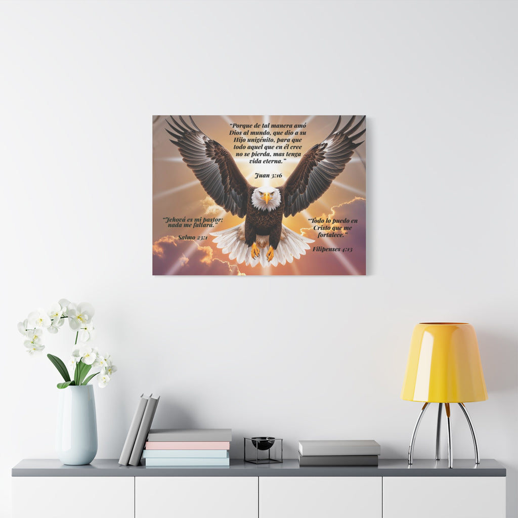 Bald Eagle with Spanish Bible Verses Canvas