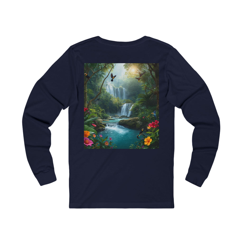 Tropical Waterfall Landscape Tee | Long Sleeve Nature Shirt