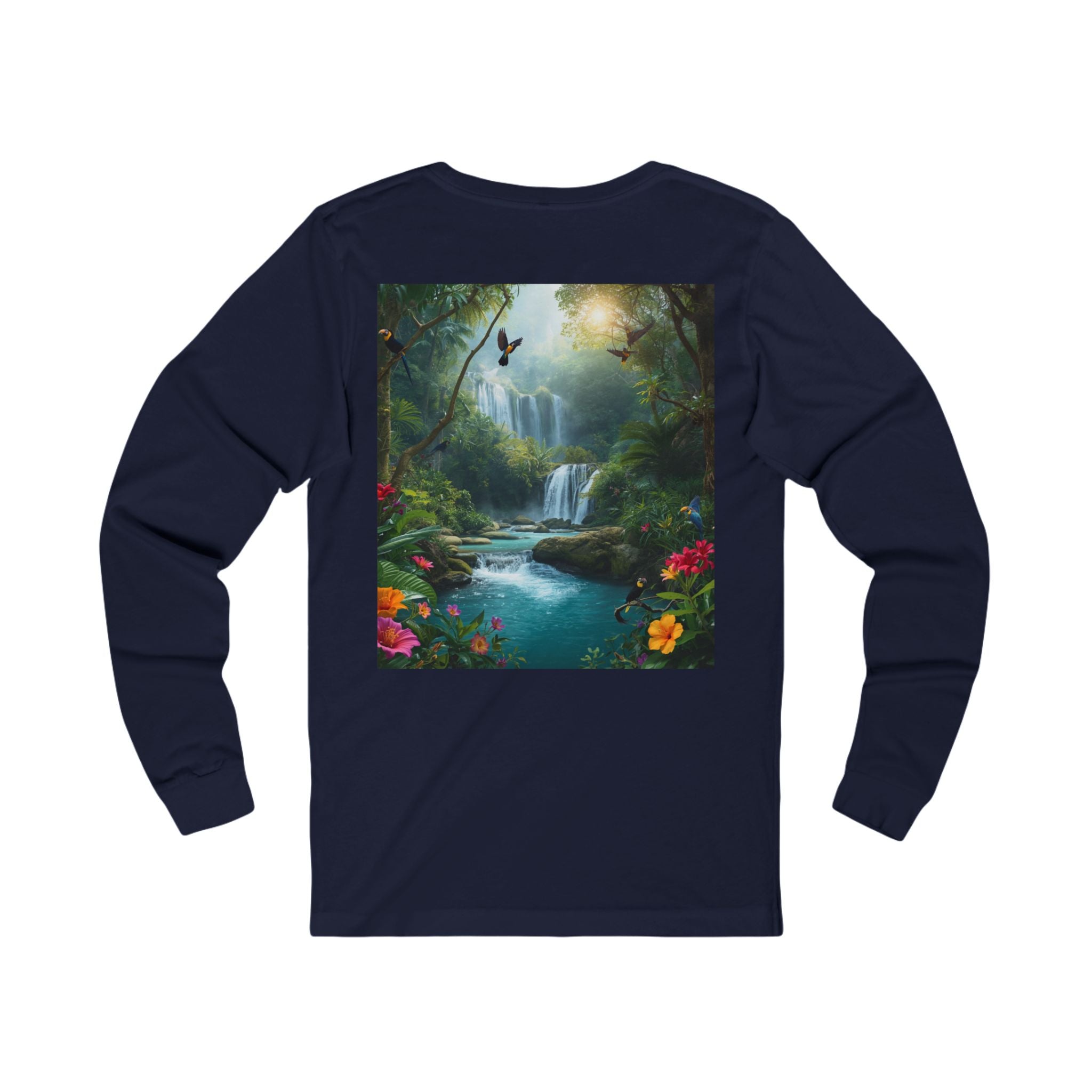 Tropical Waterfall Landscape Tee | Long Sleeve Nature Shirt