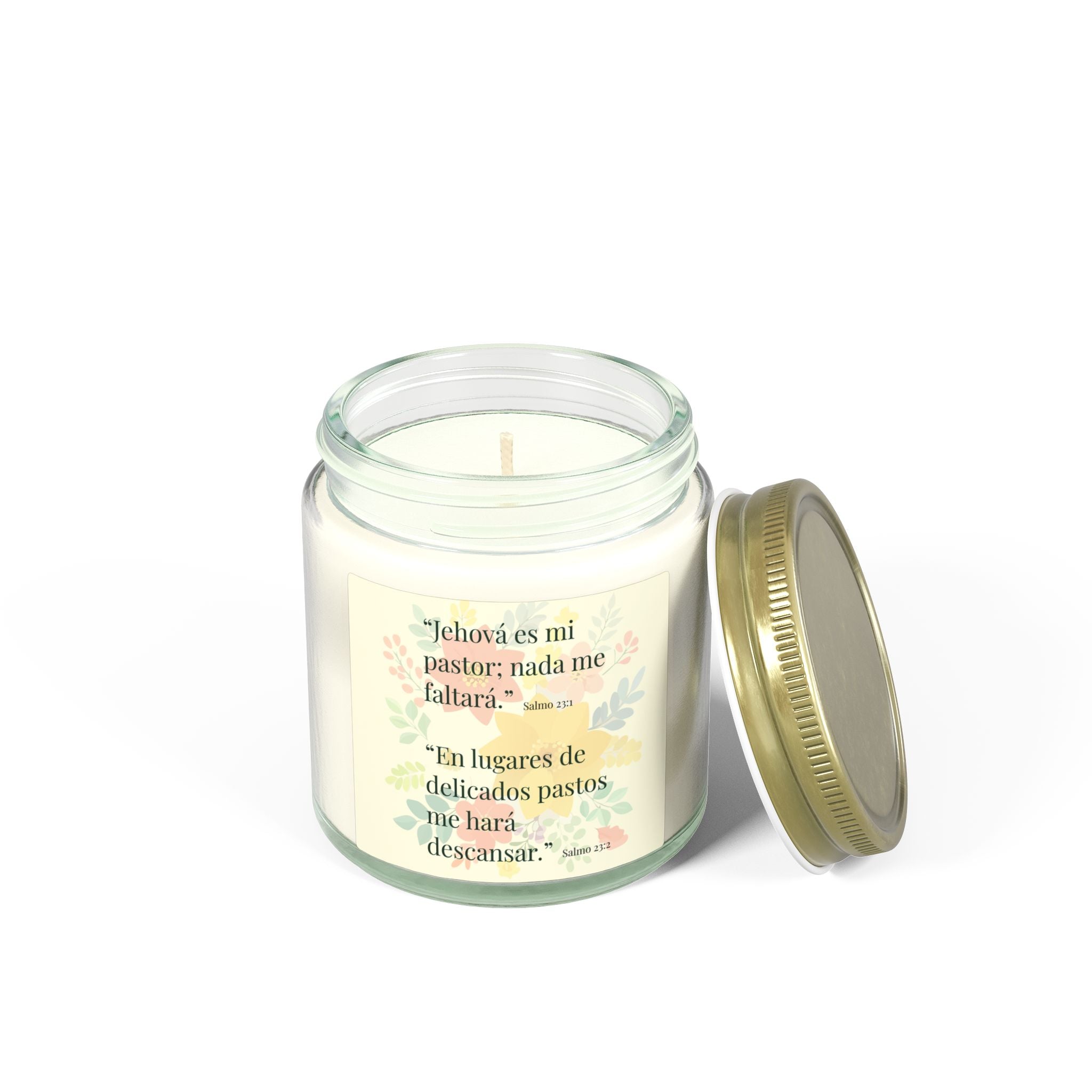 Spanish Bible Verse Candle Coconut Apricot Wax Candle | 4oz 9oz