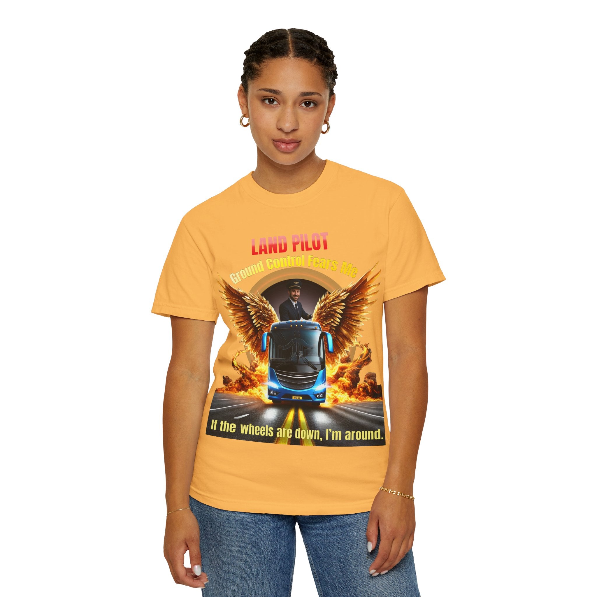 Bus Driver T-Shirt — "Land Pilot" & "If the wheels are down, I'm around" Graphic Tee