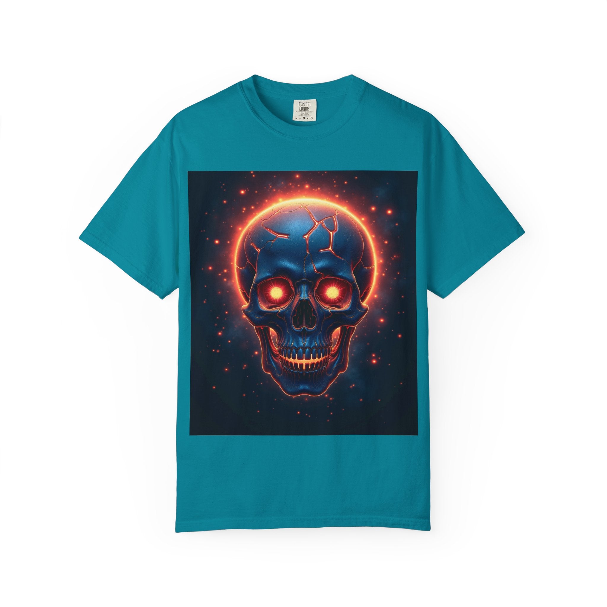 Glowing Neon Skull T-shirt | Fiery Skull Graphic Tee