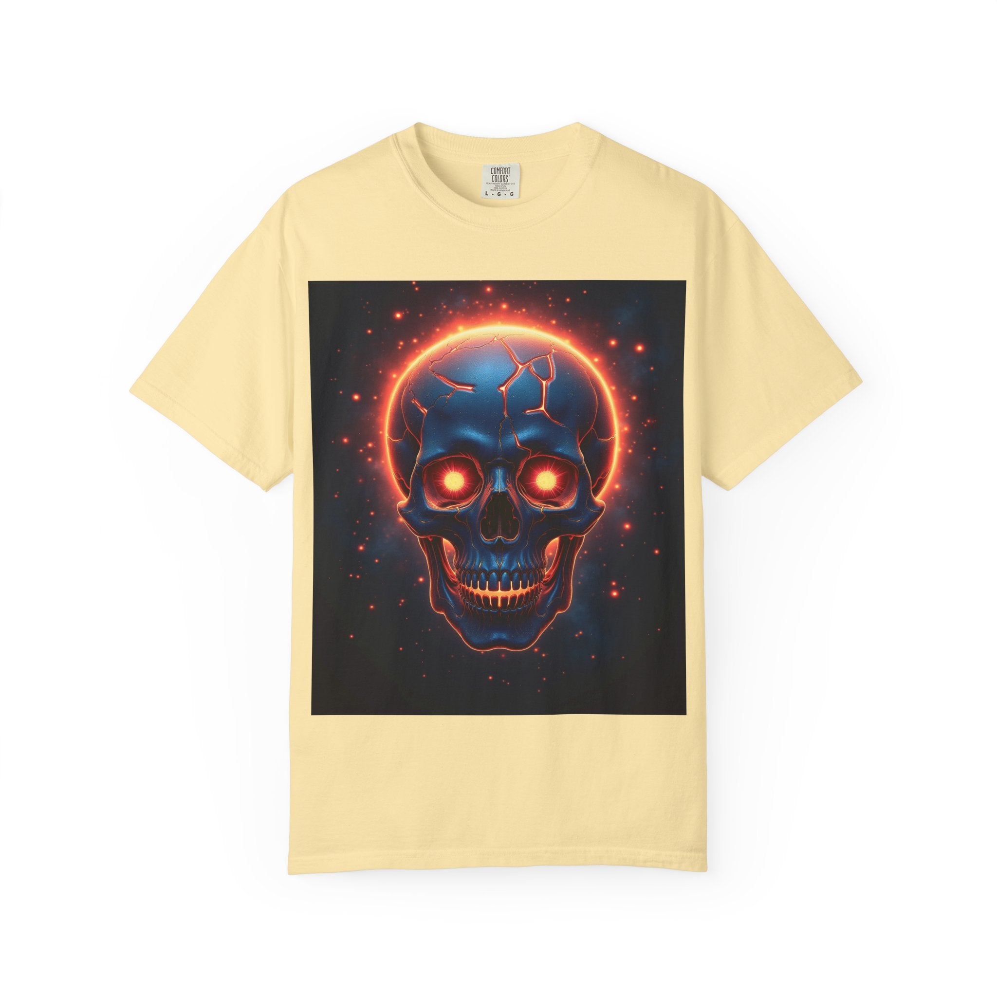 Glowing Neon Skull T-shirt | Fiery Skull Graphic Tee