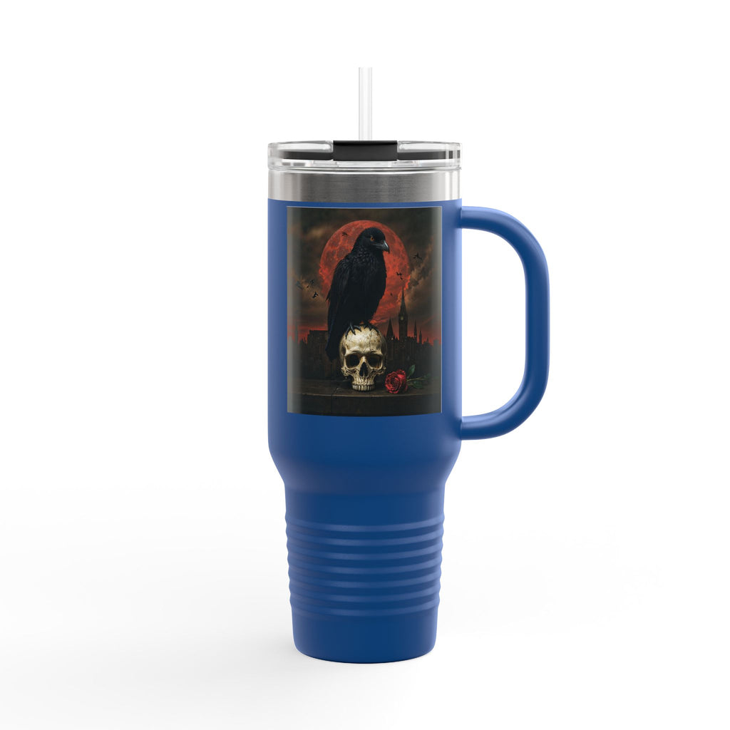 Raven on Skull with Blood Moon Insulated Travel Mug