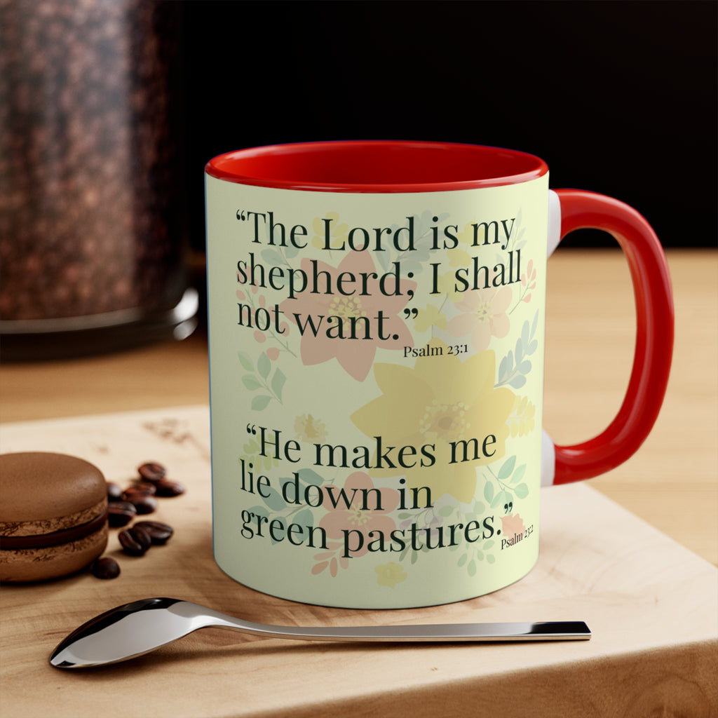 Lion Illustration Accent Mug | Scripture Verse Coffee Cup