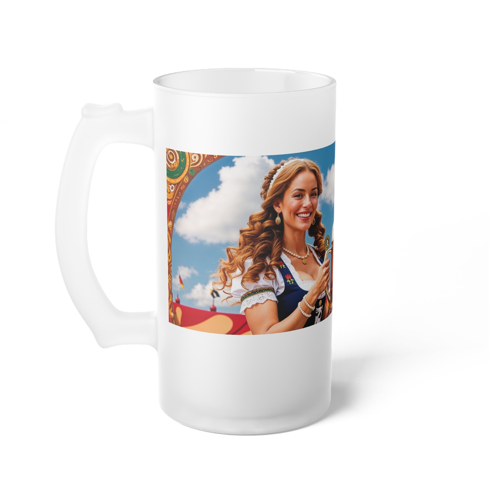 Oktoberfest Woman with Beer Frosted Glass Beer Mug | Oktoberfest Steins