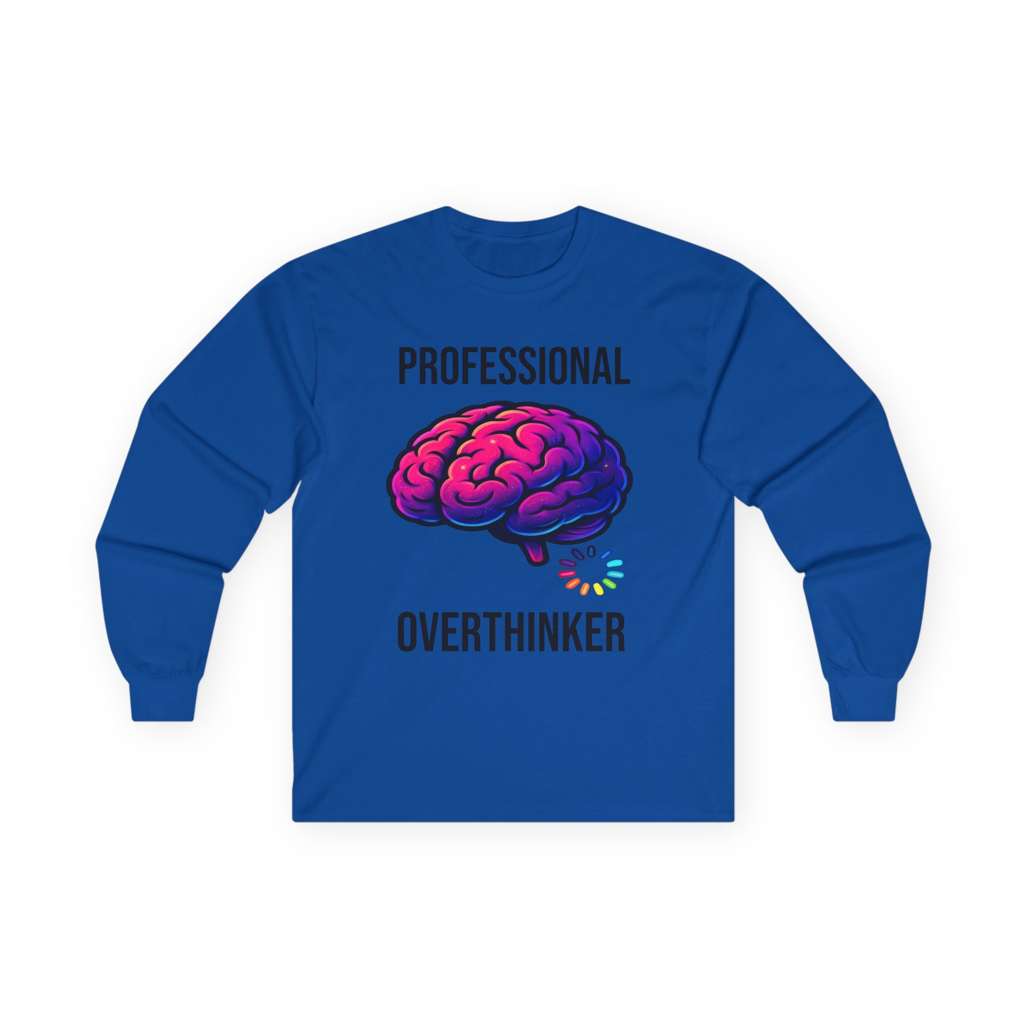 Professional Overthinker brain graphic Long Sleeve Tee | System Overloaded back design