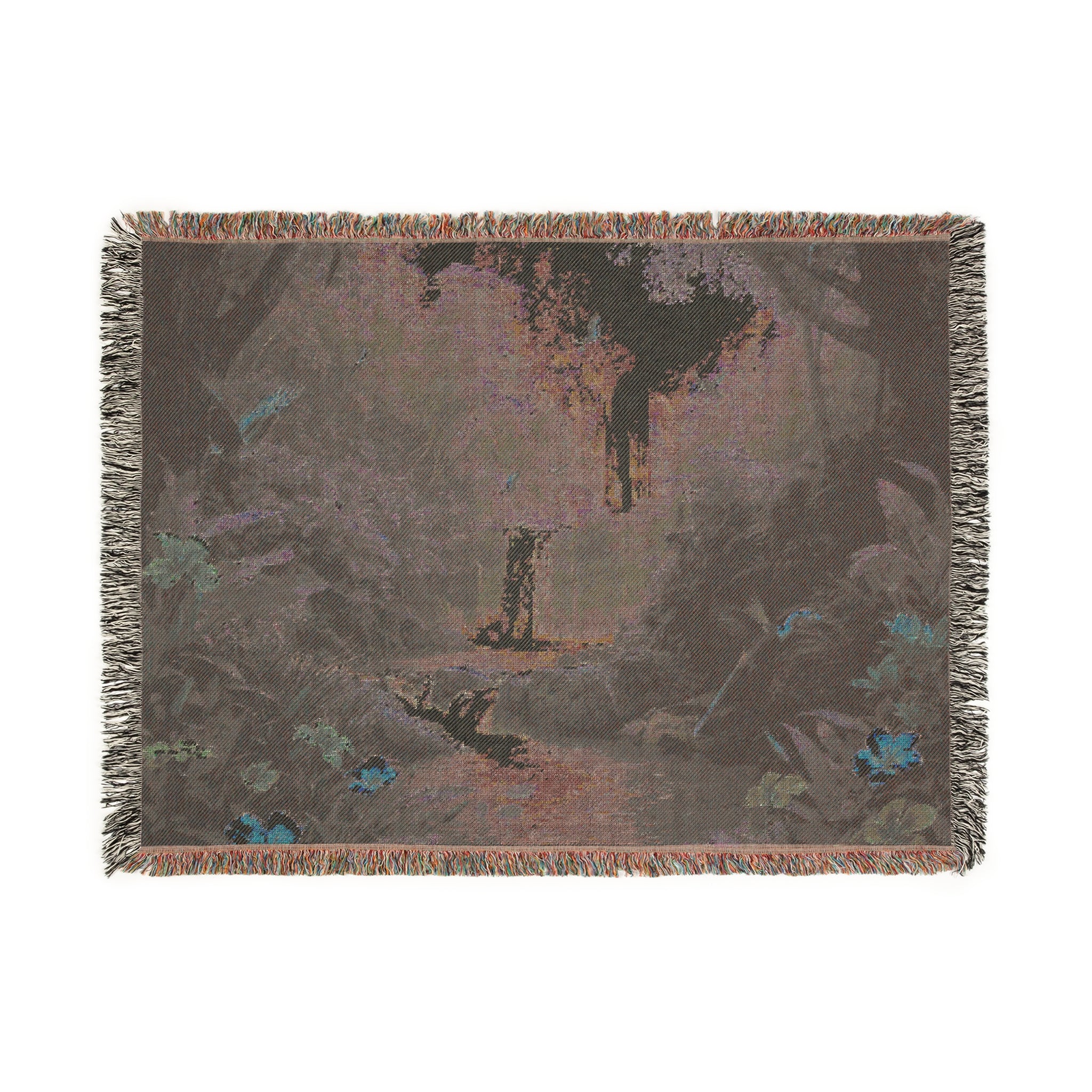 Tropical Waterfall Woven Blanket | Jungle Falls Throw, Lush Forest Scenic Throw