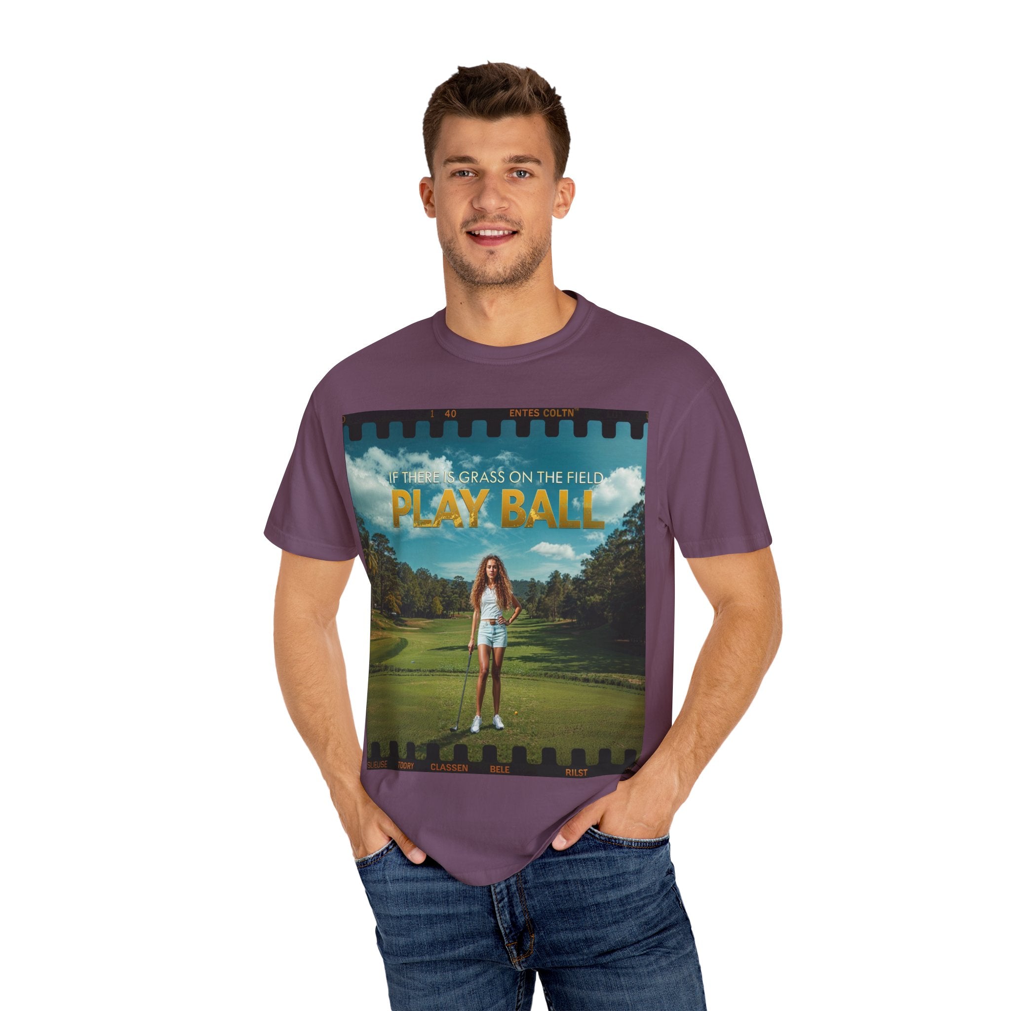 Play Ball golf scene T-shirt | retro golf course photo tee