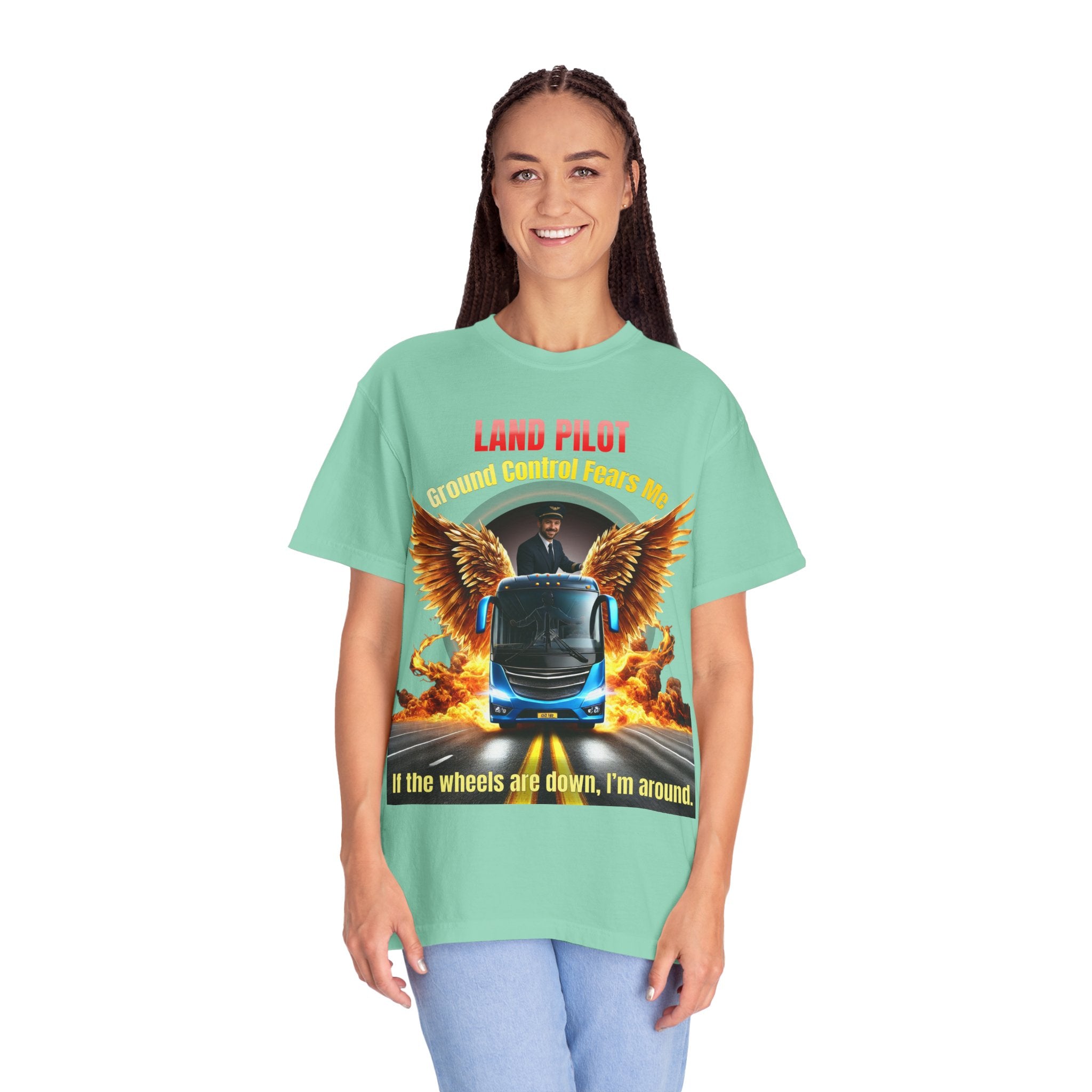 Bus Driver T-Shirt — "Land Pilot" & "If the wheels are down, I'm around" Graphic Tee