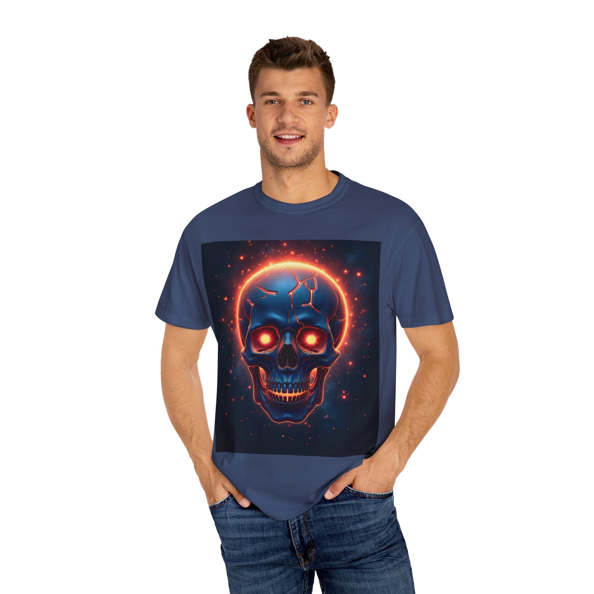 Glowing Neon Skull T-shirt | Fiery Skull Graphic Tee