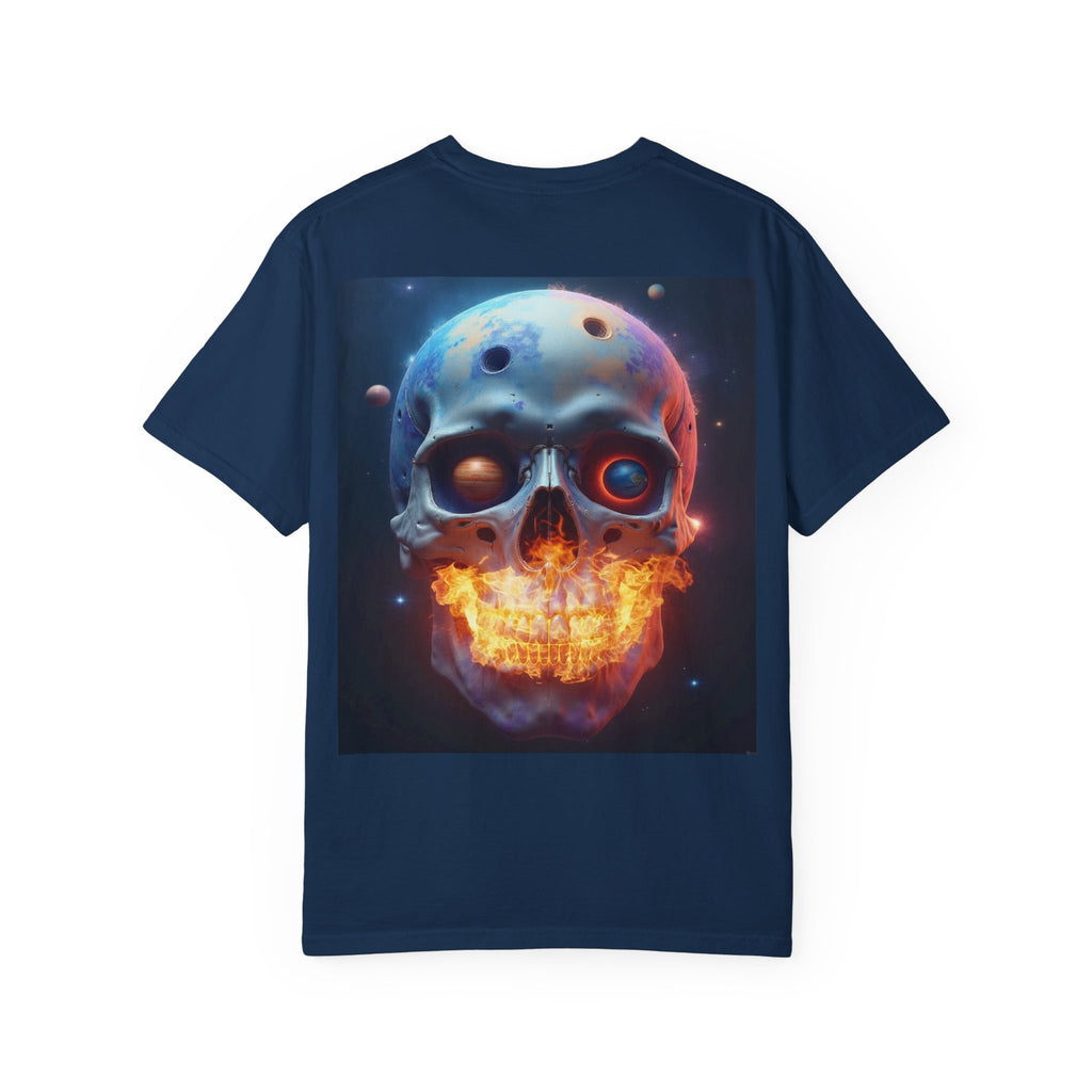 Glowing Neon Skull T-shirt | Fiery Skull Graphic Tee