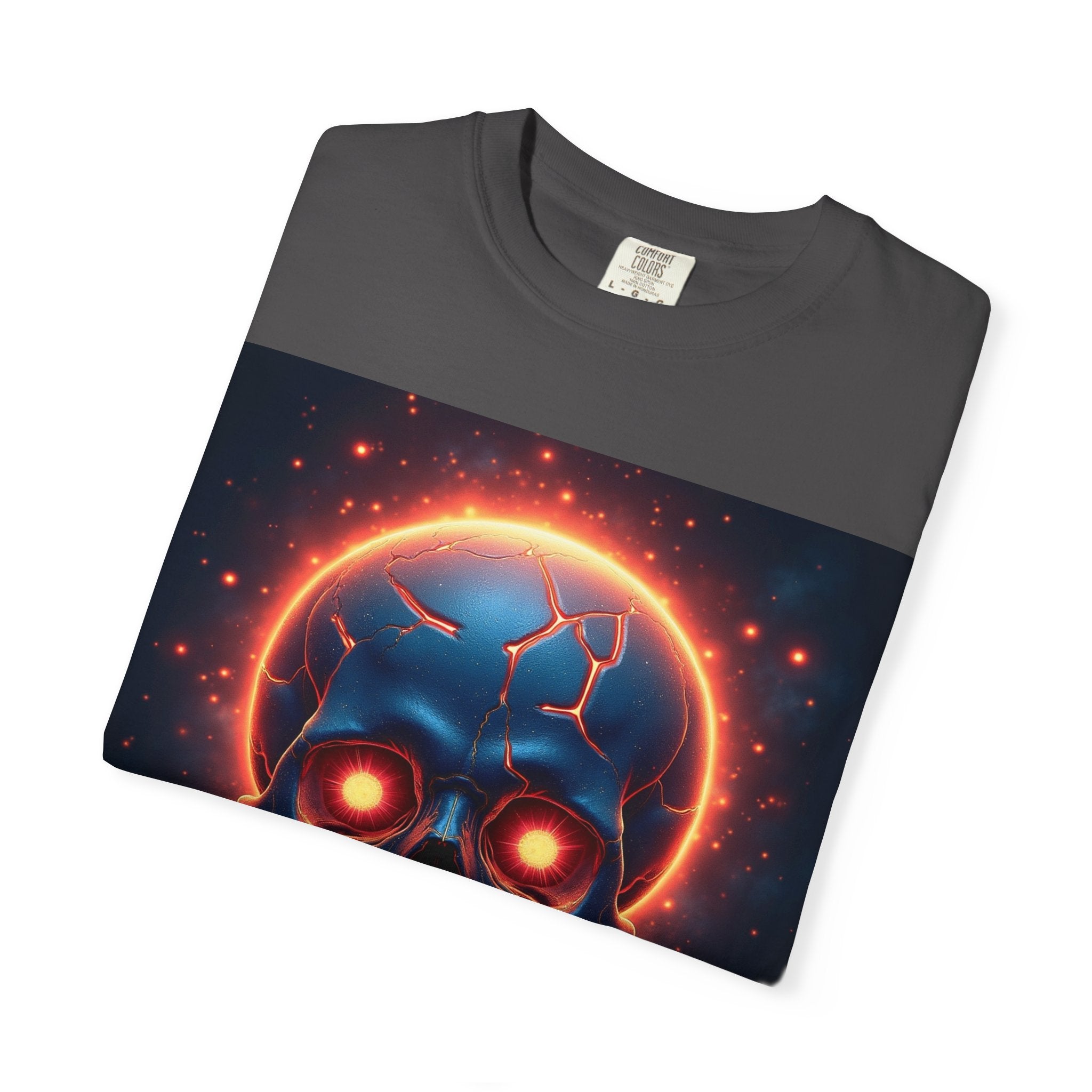 Glowing Neon Skull T-shirt | Fiery Skull Graphic Tee