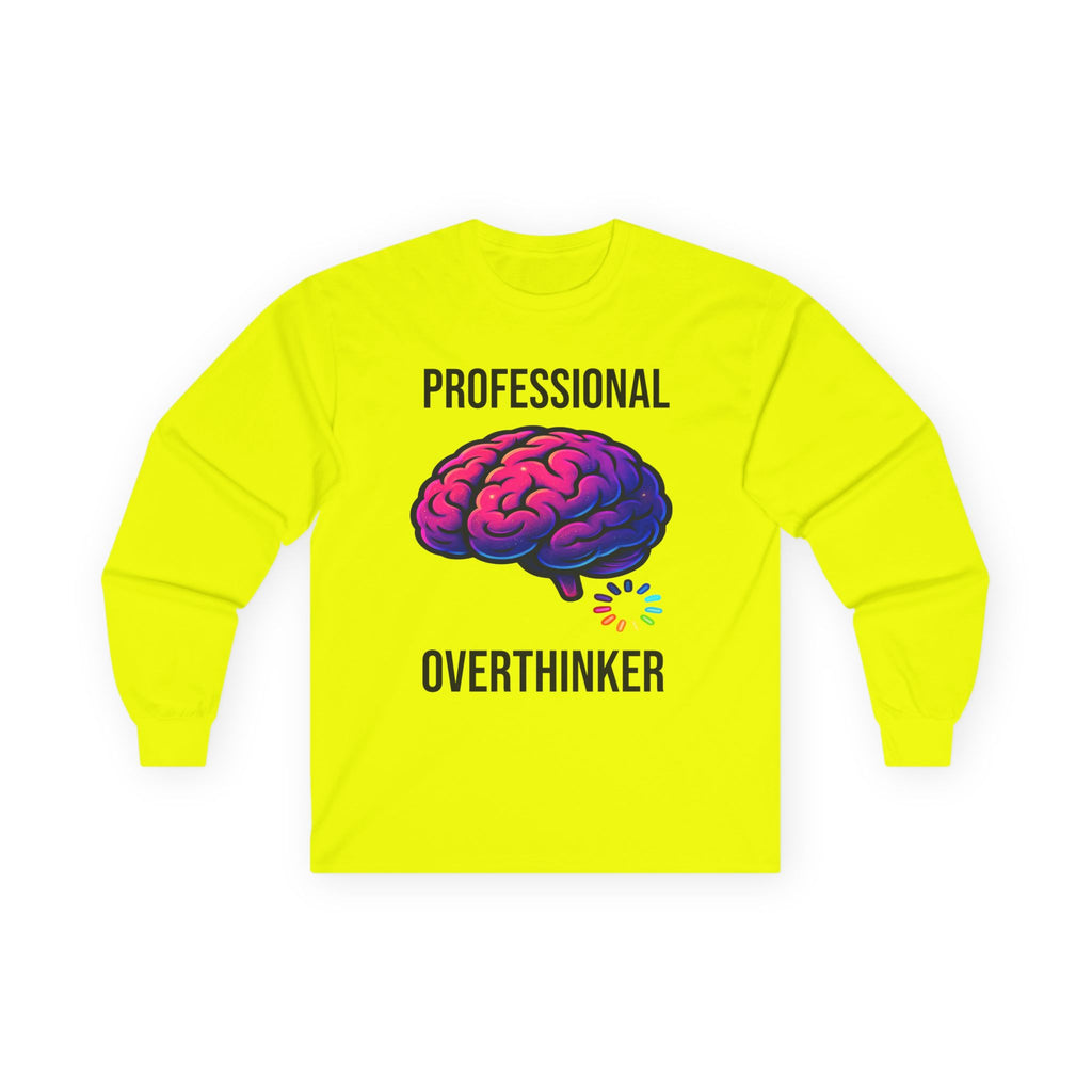 Professional Overthinker brain graphic Long Sleeve Tee | System Overloaded back design