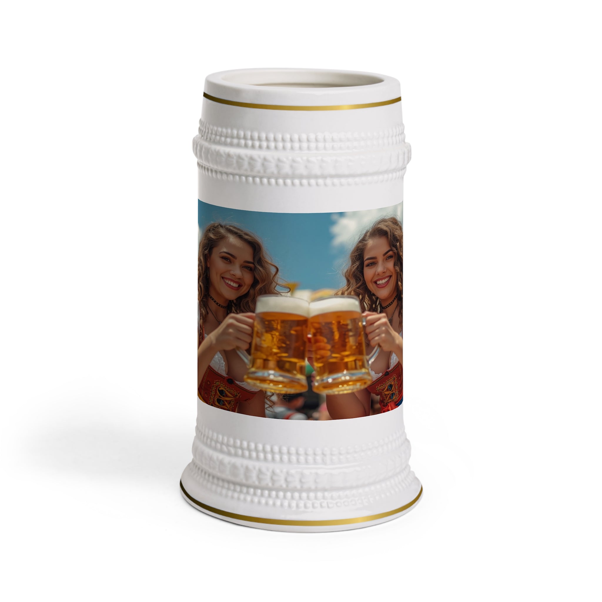 Oktoberfest Cheers Beer Stein Mug | Bavarian Women Clinking Glasses