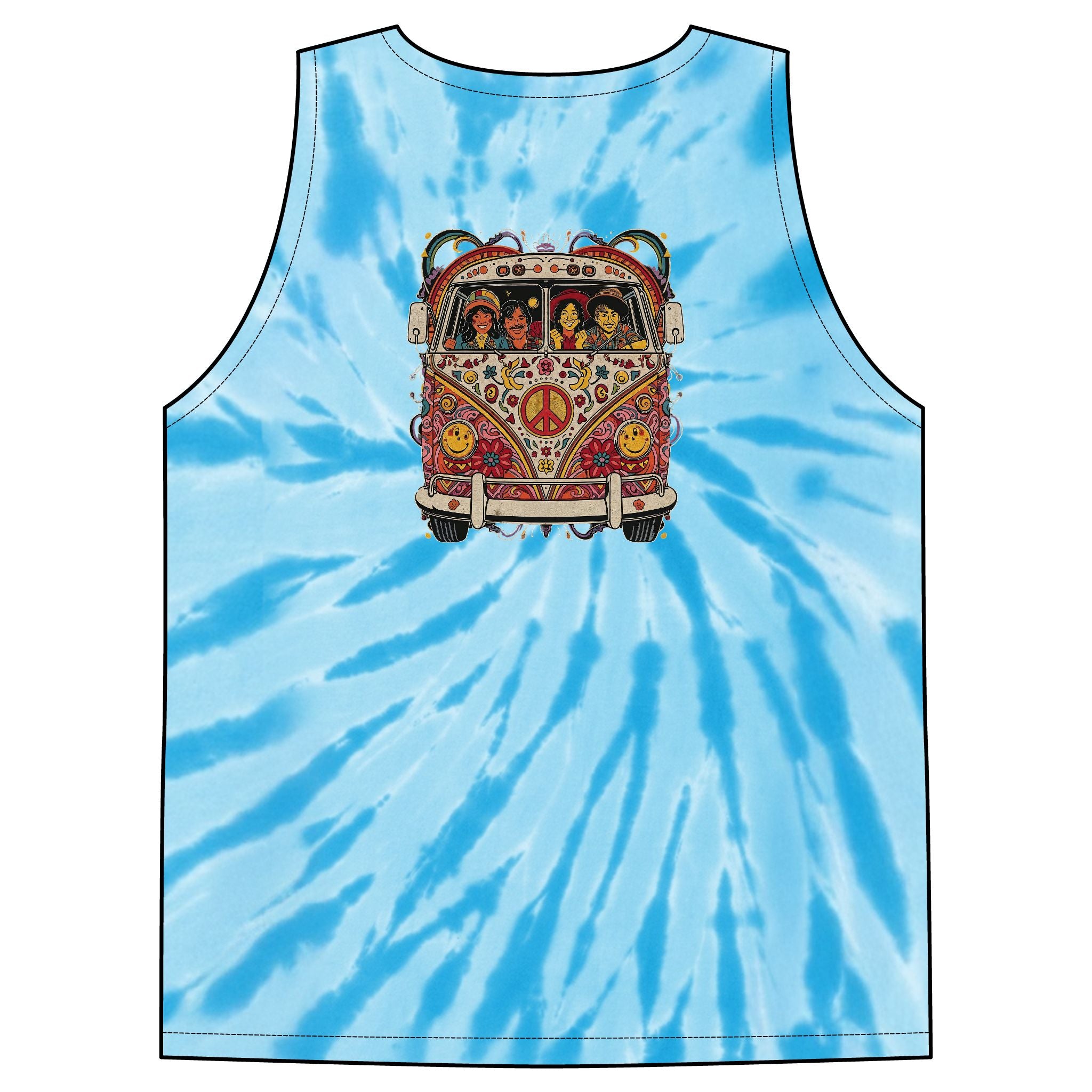 Psychedelic Hippie VW Bus Tie-Dye Tank Top | Retro Peace Van