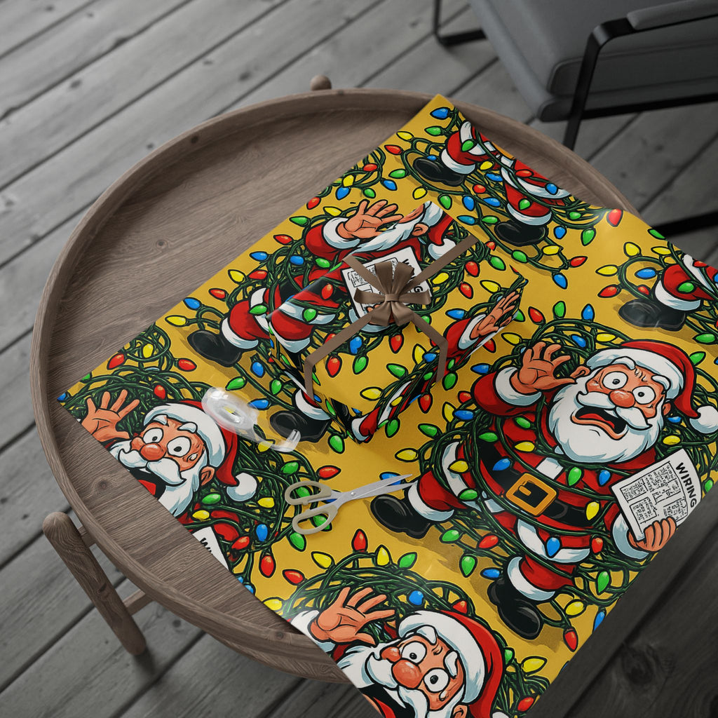 Santa Wreath Wrapping Paper | Christmas Holiday Gift Wrap Roll